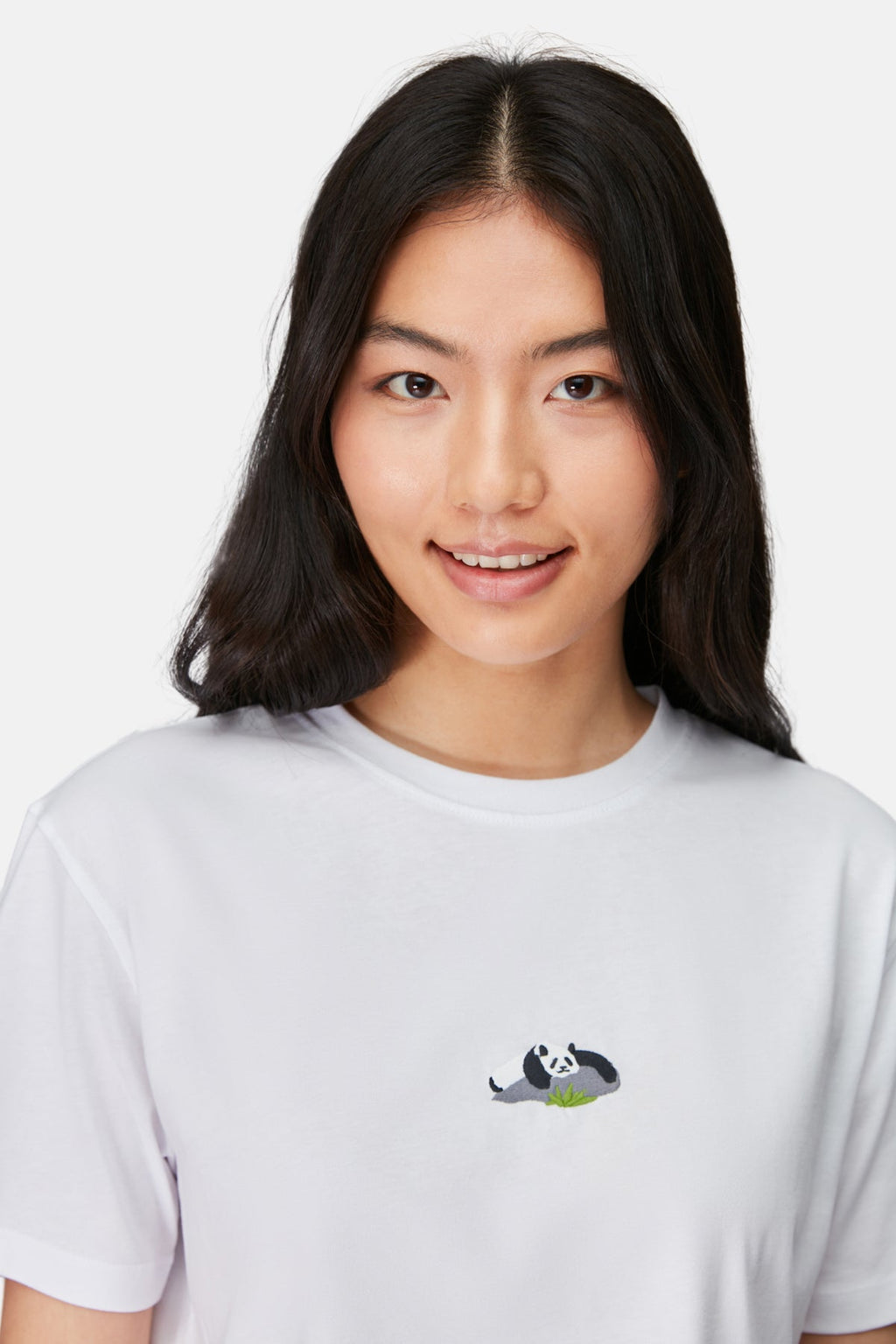 Giant Panda Lightweight Crop T-Shirt - Beyaz