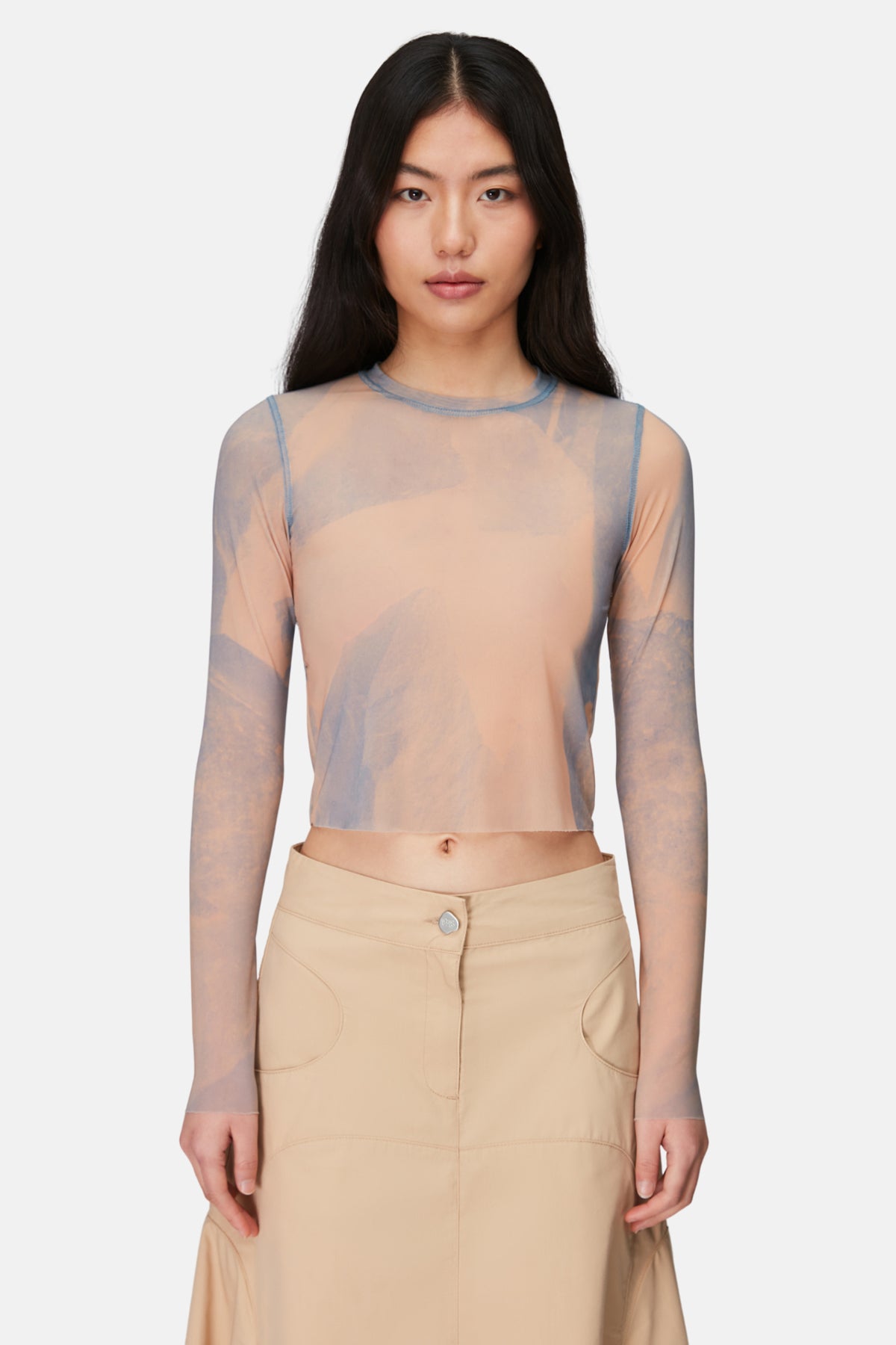 Long Sleeve Mesh Top - Dusty