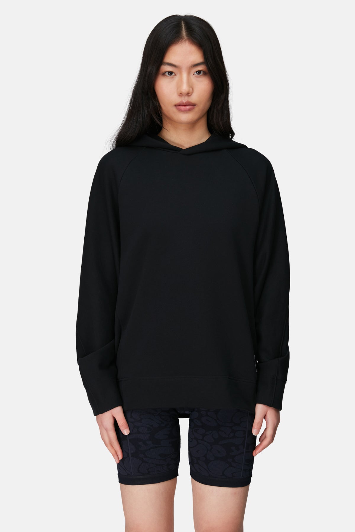 Logo Tag Relaxed Fit Hoodie - Black