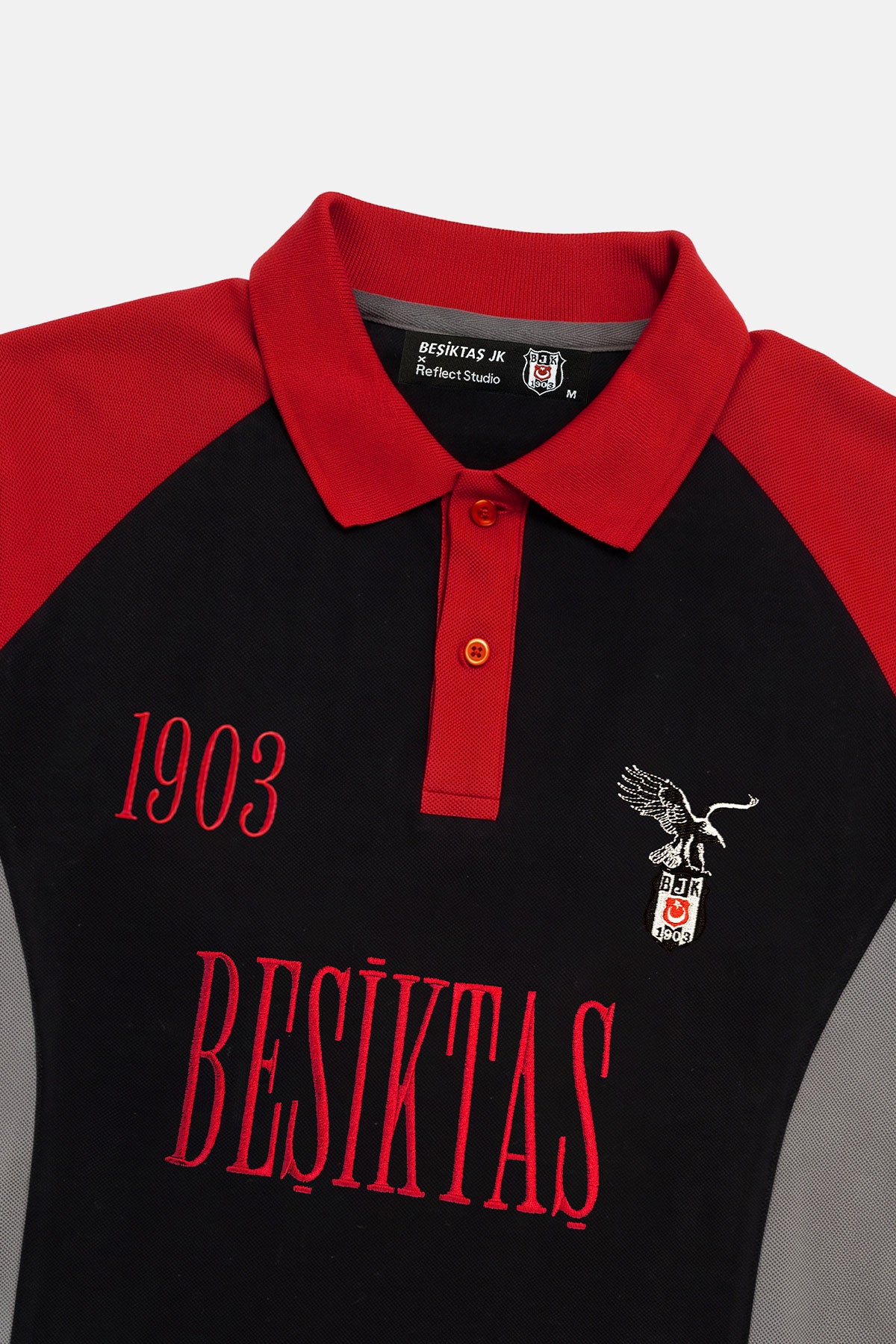 Beşiktaş Retro Polo Yaka T-shirt- Siyah/Kırmızı