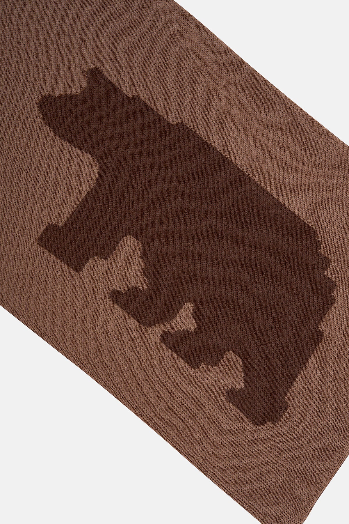 Bozayı Jakarlı Düz Örgü Atkı - Kahverengi