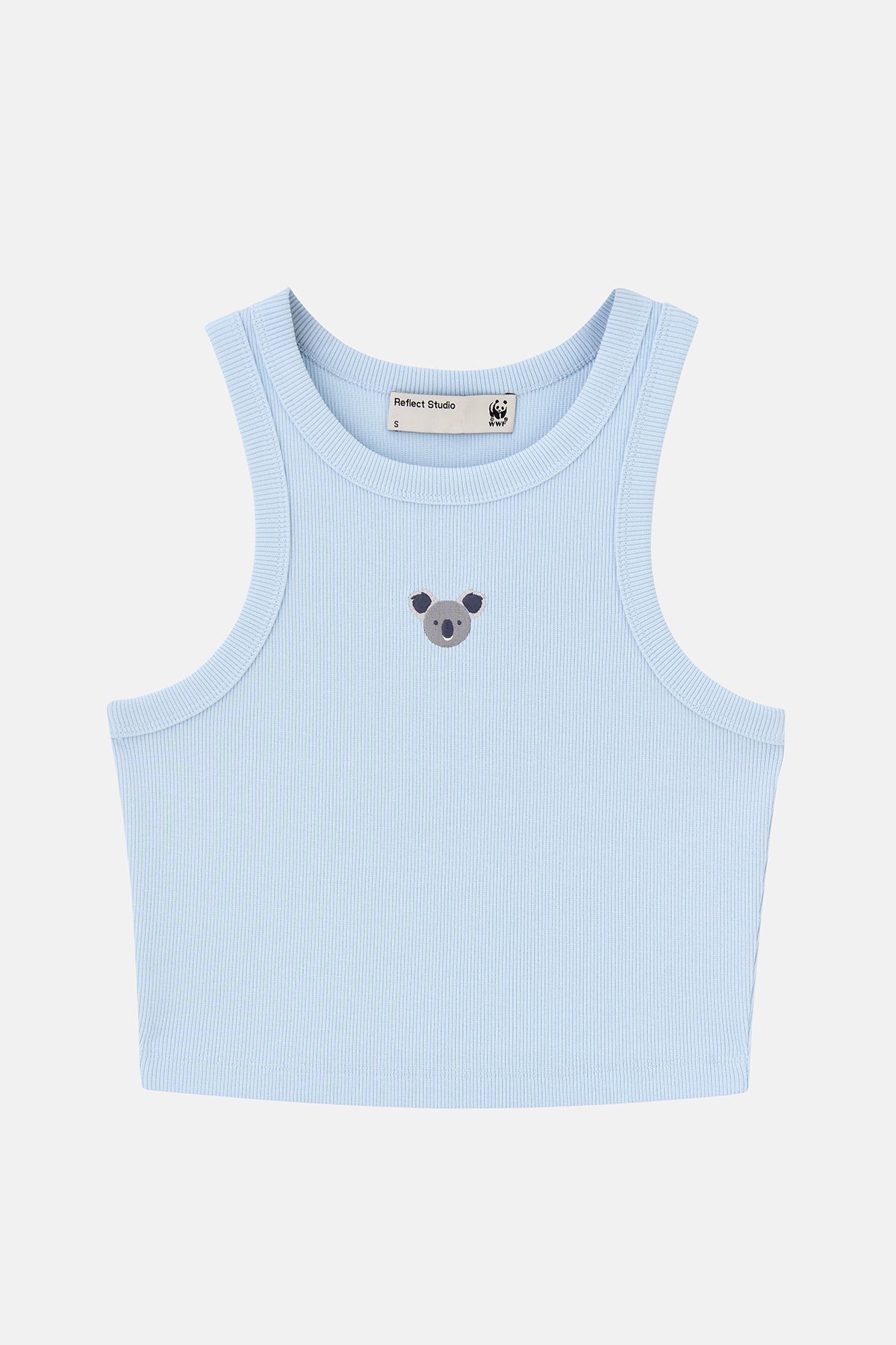 Koala Halter Yaka Ribana Crop Top - Açık Mavi