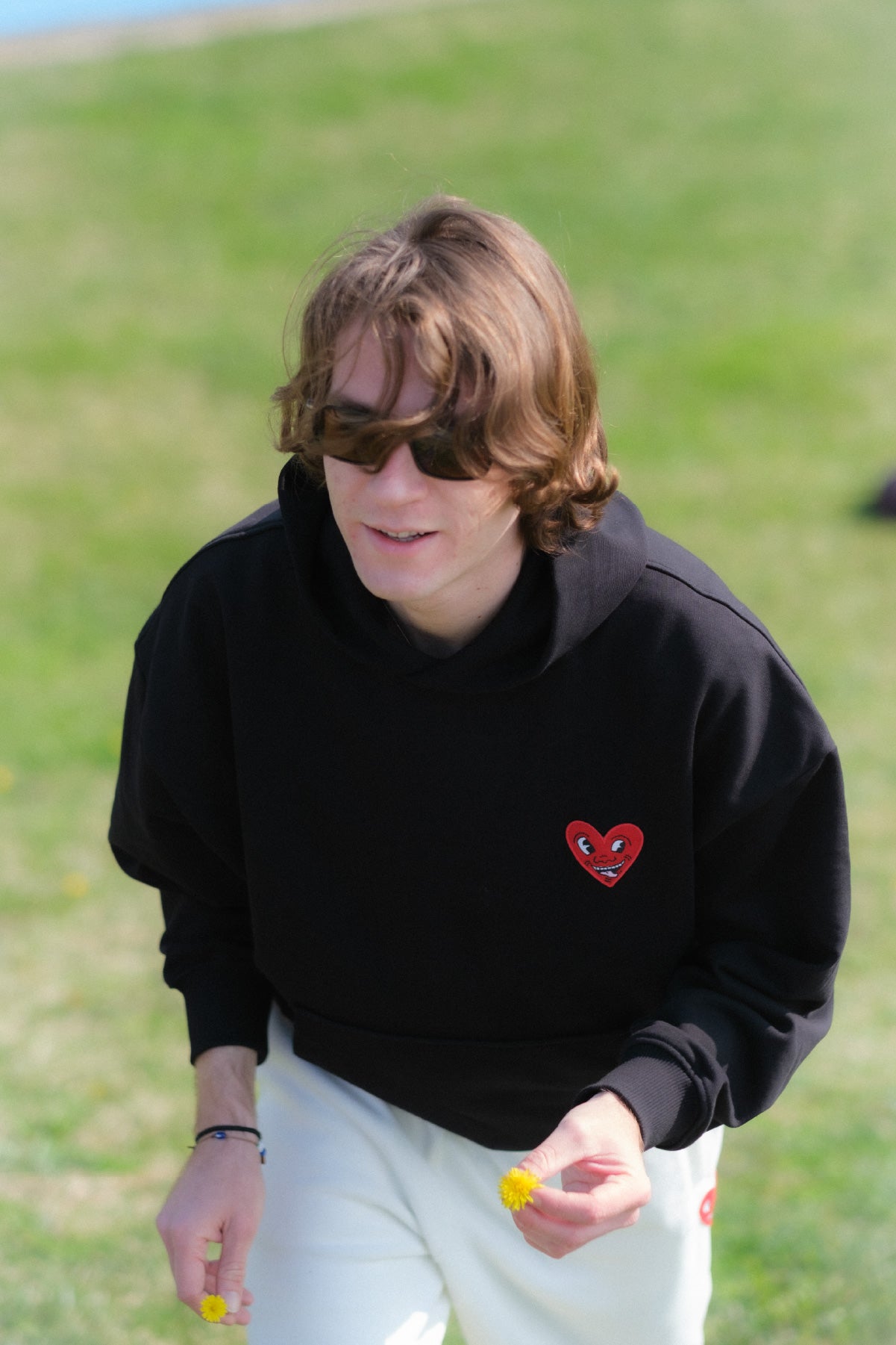 Keith Haring Heart People Hoodie - Siyah