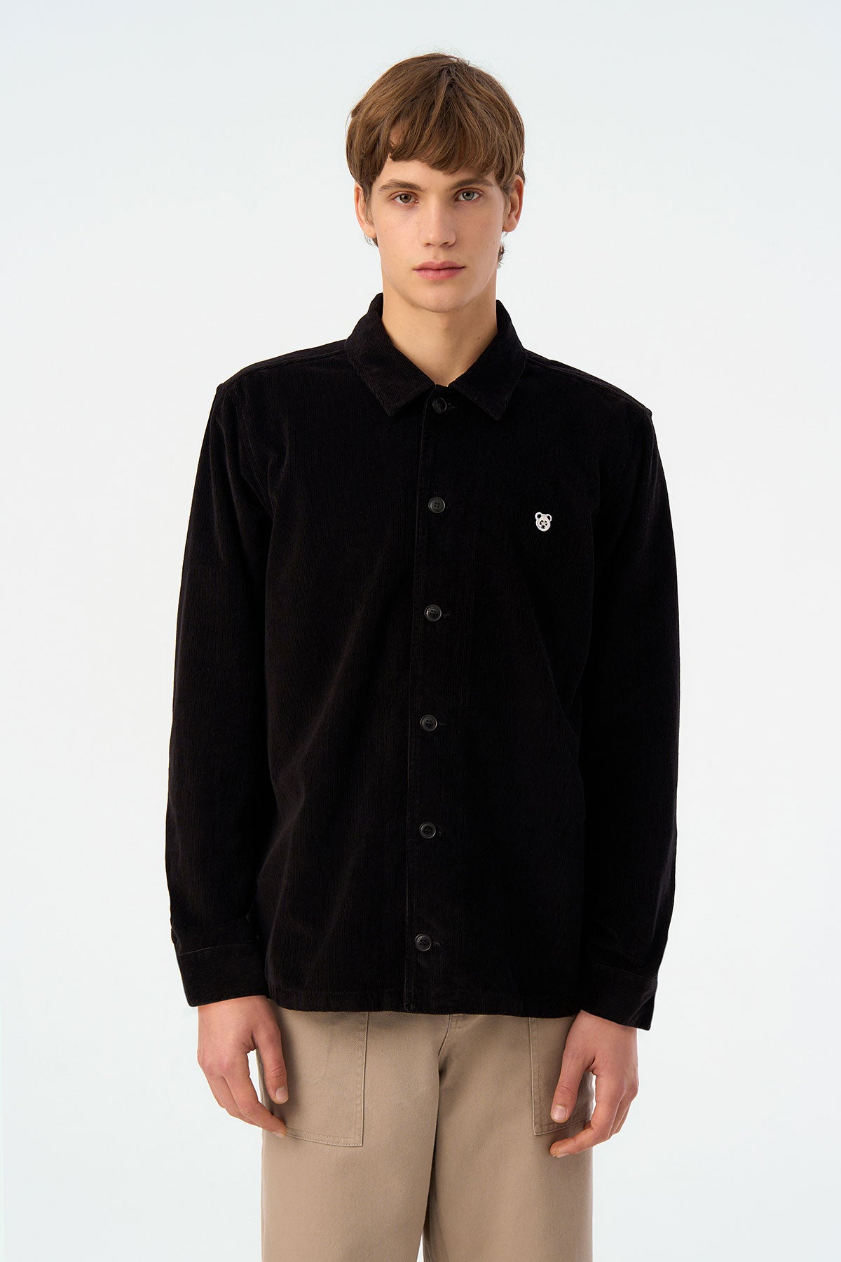 Panda Kadife Ceket - Siyah