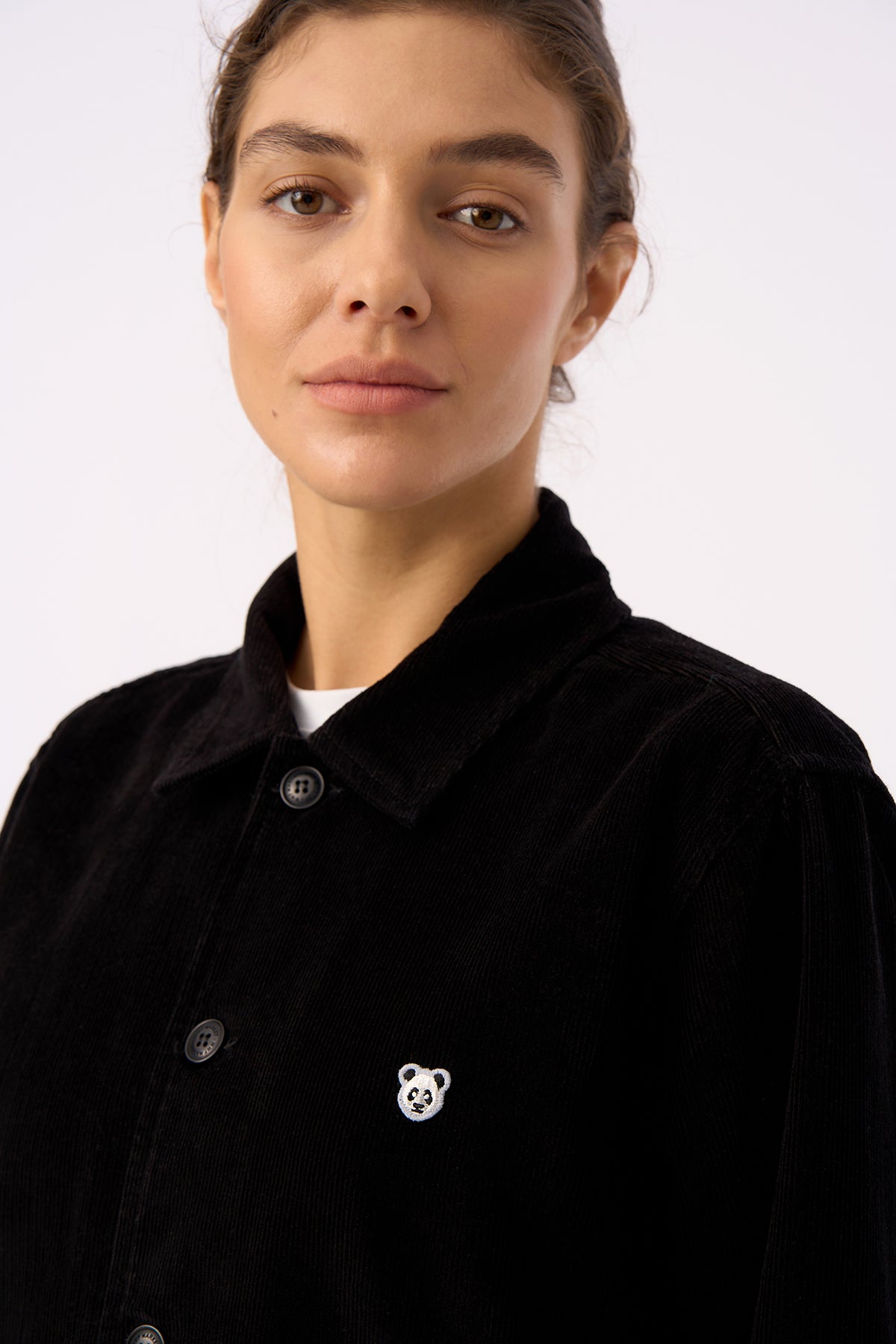 Panda Kadife Ceket - Siyah