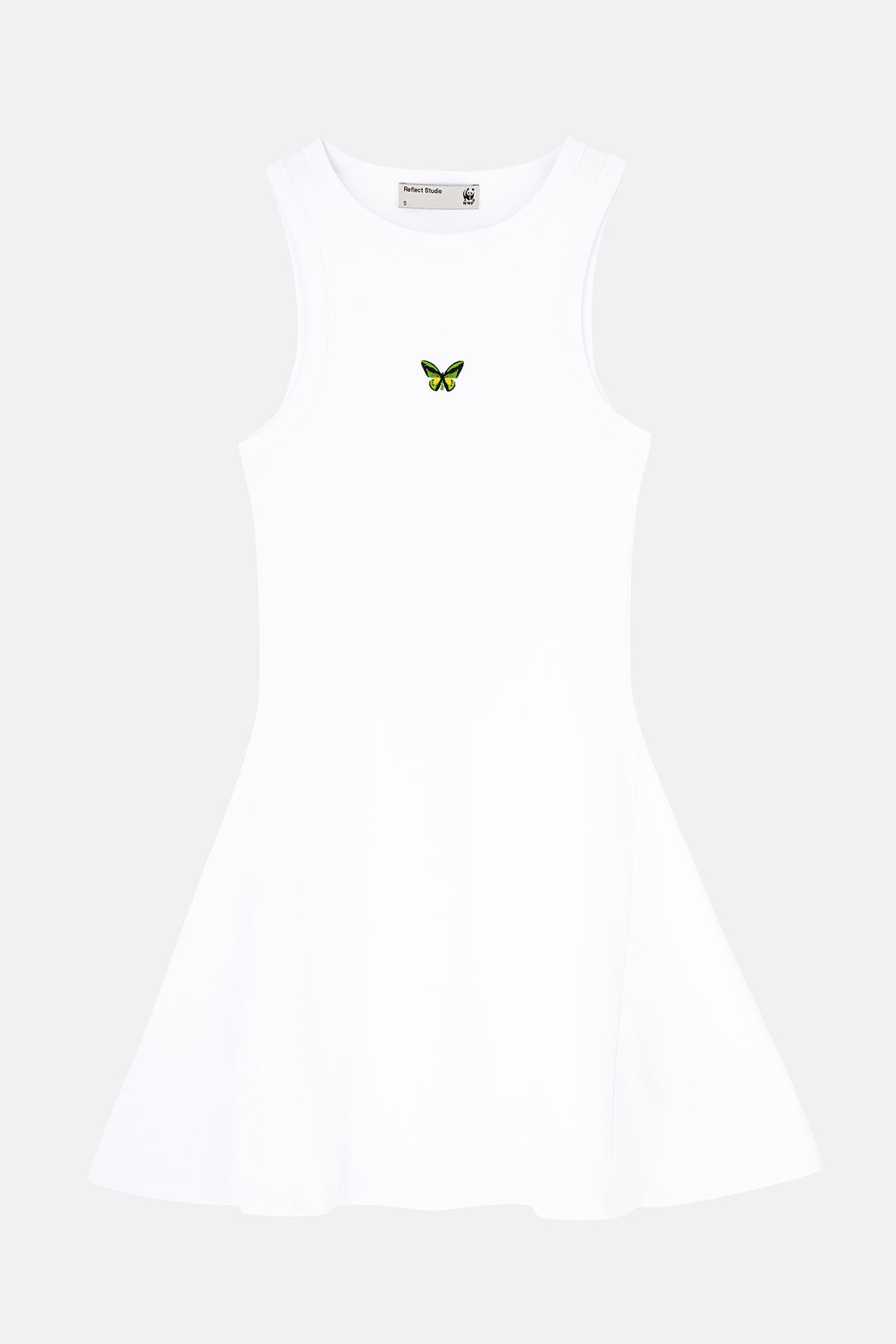 Goliath Kuş Kanatlı Kelebek Premium Kısa Elbise - Beyaz