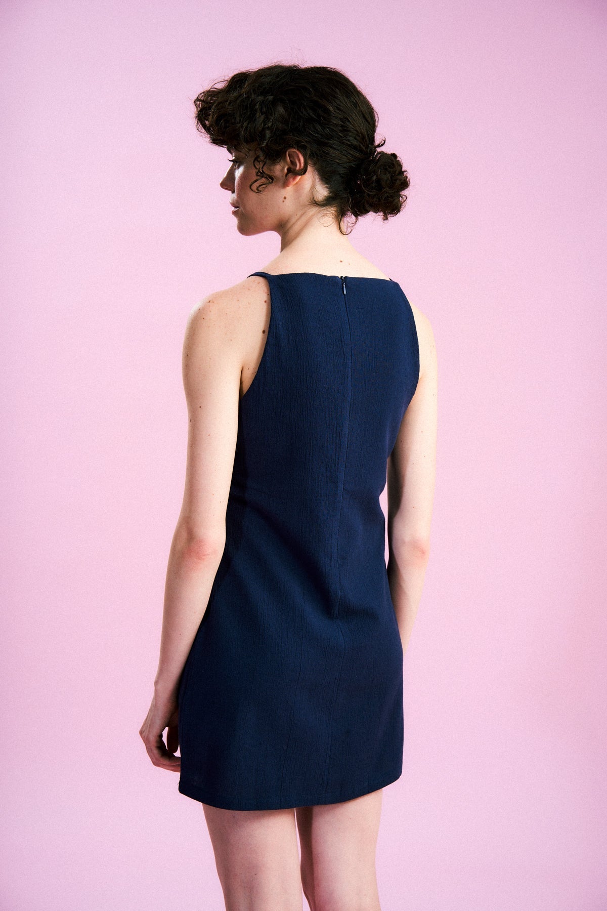 Güneş ve Dalga Müslin Kısa Elbise - Lacivert