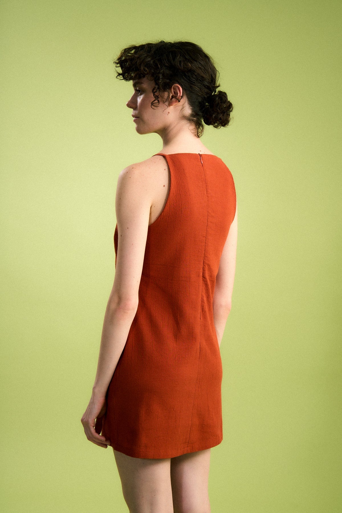 Güneş ve Dalga Müslin Kısa Elbise - Kiremit