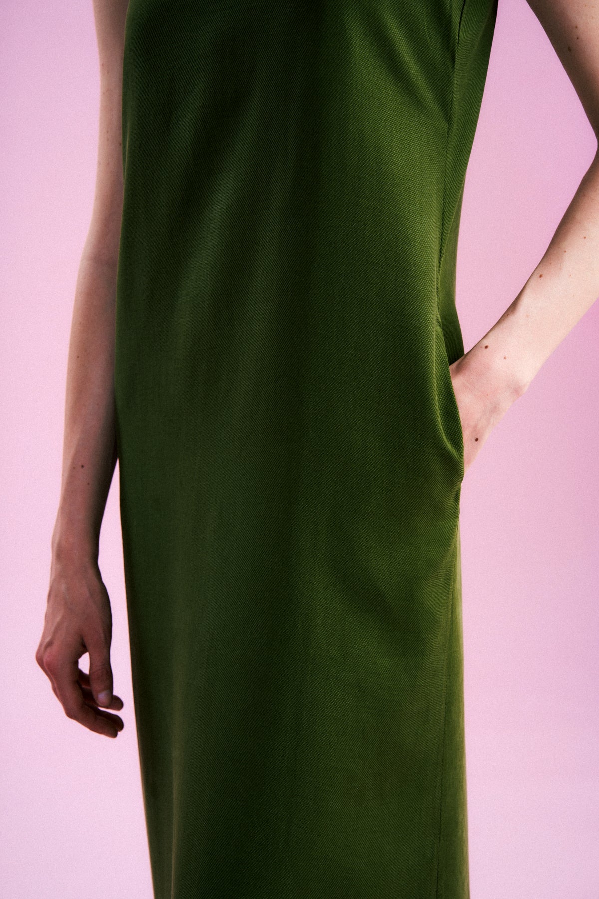 Basic TENCEL™ Uzun Elbise - Haki