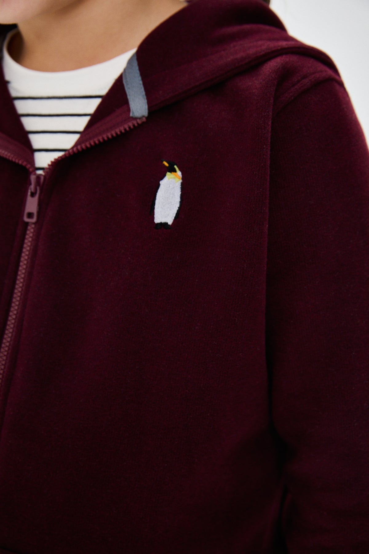 İmparator Penguen SuperSoft Full-Zip Çocuk Hoodie - Bordo