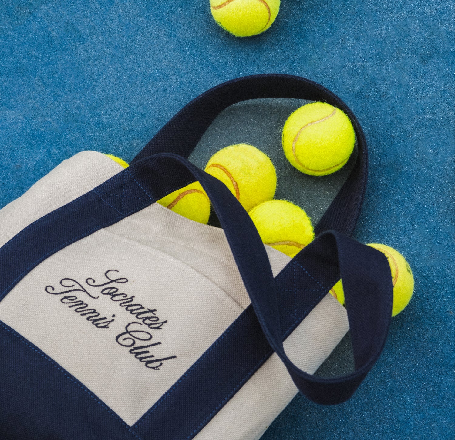 Socrates Tennis Club Tote Bag - Açık Gri / Lacivert