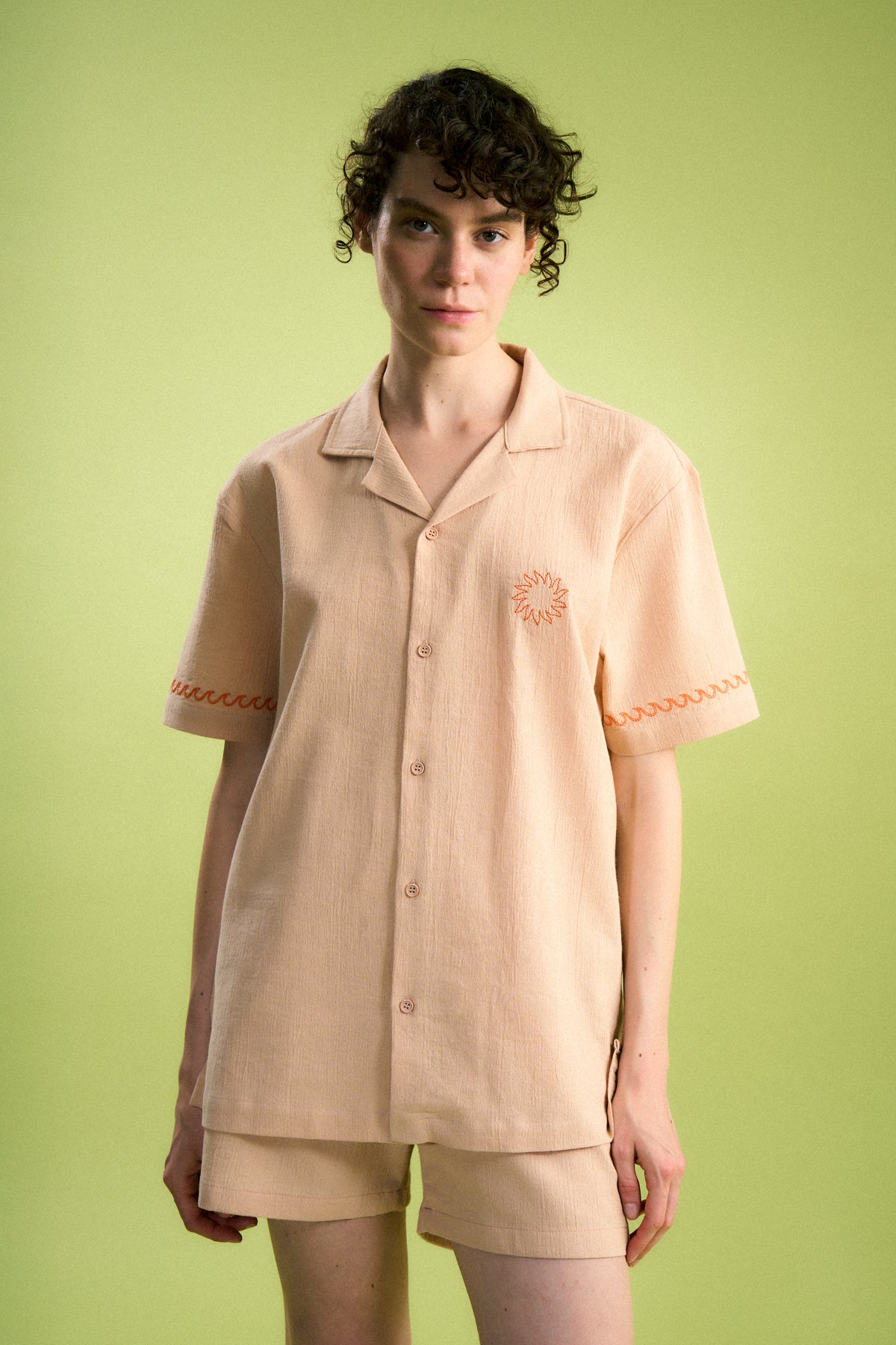 Güneş ve Dalga Müslin Gömlek - Bej