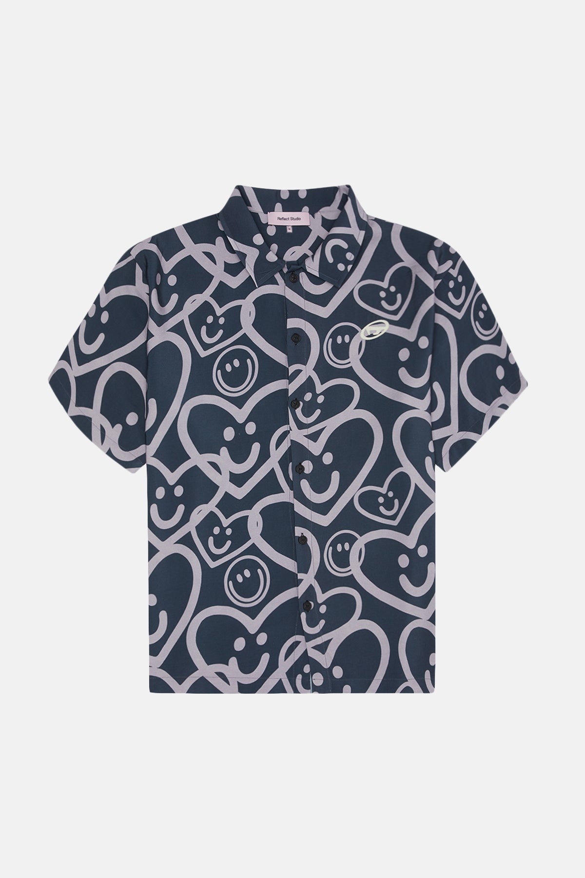 Monogram Baskılı Kısa Kol Gömlek - Gray