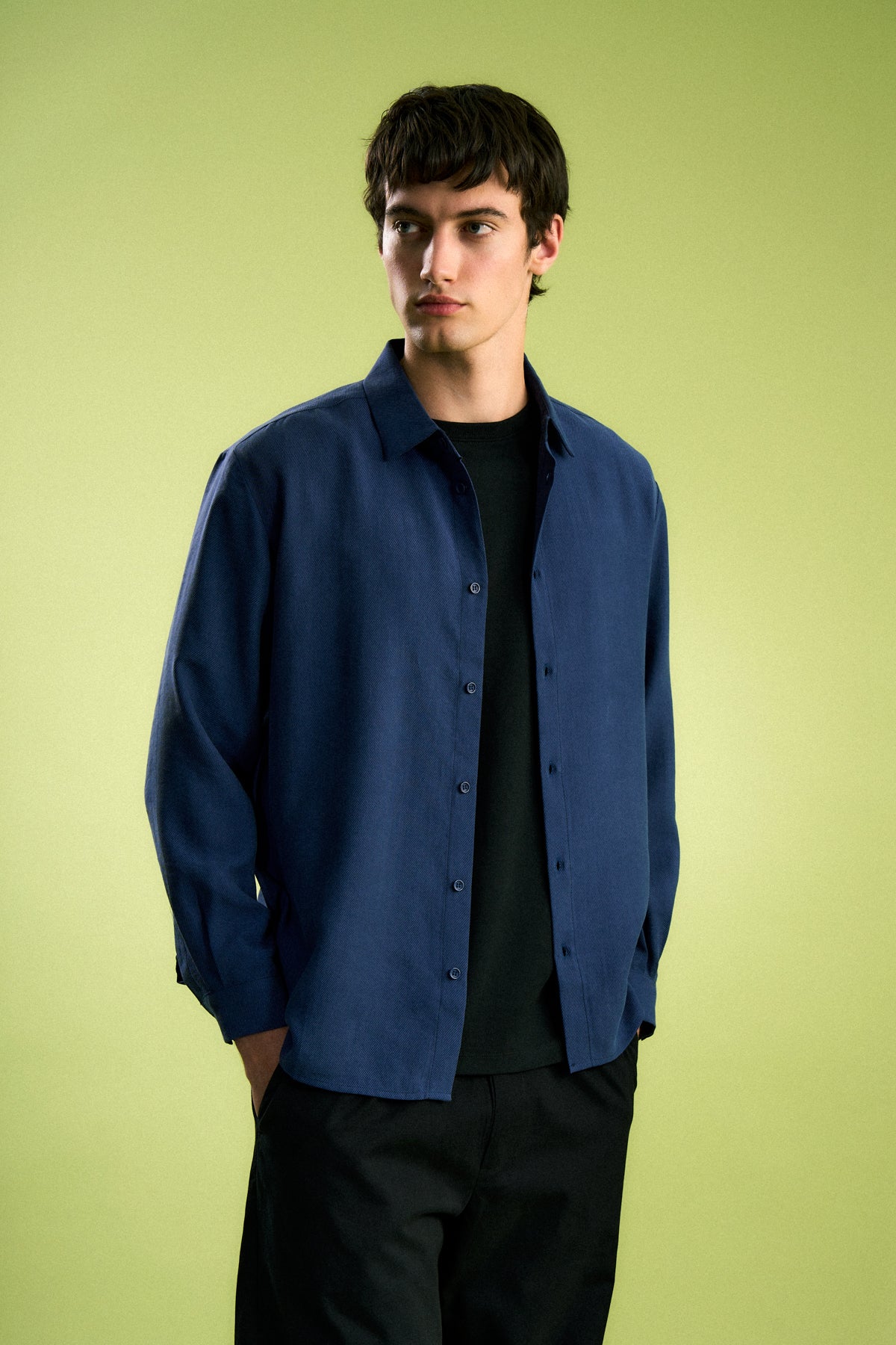 Basic TENCEL™ Uzunkollu Gömlek - Lacivert
