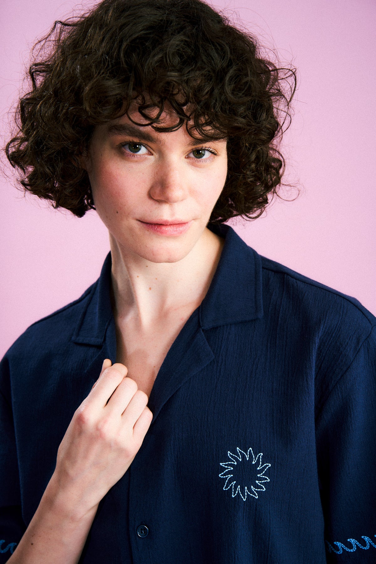 Güneş ve Dalga Müslin Gömlek - Lacivert