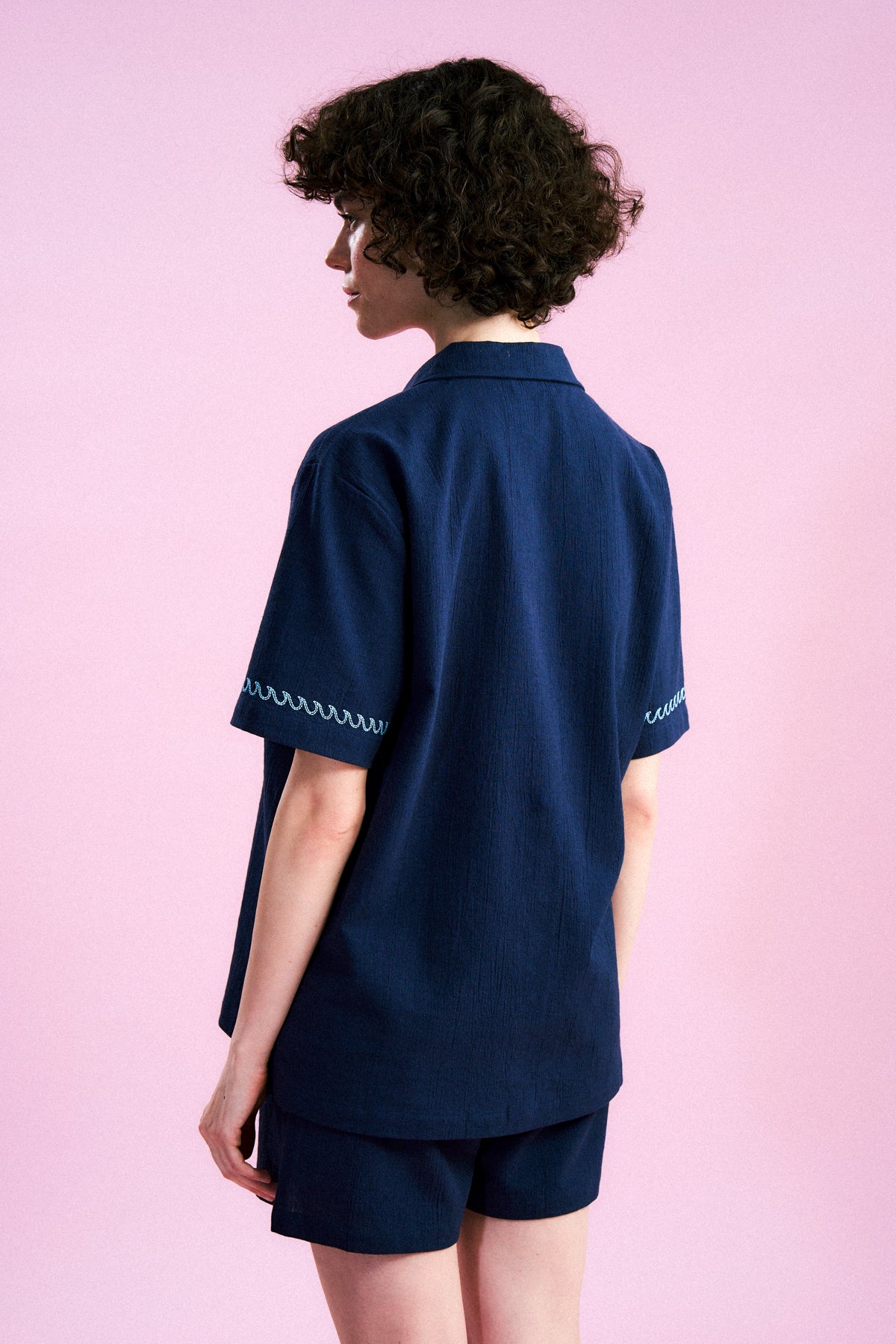 Güneş ve Dalga Müslin Gömlek - Lacivert