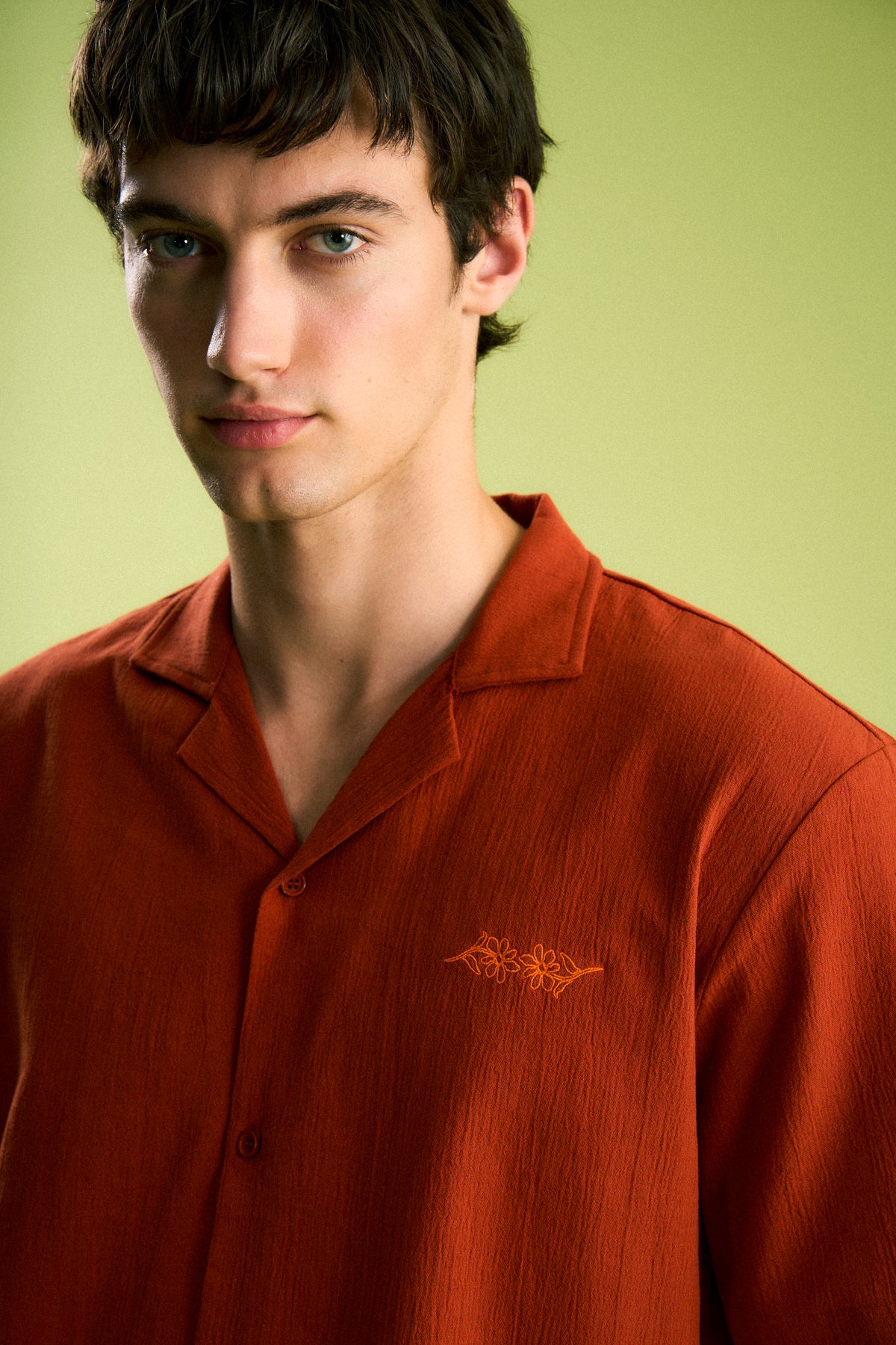 Çiçek Müslin Gömlek - Kiremit