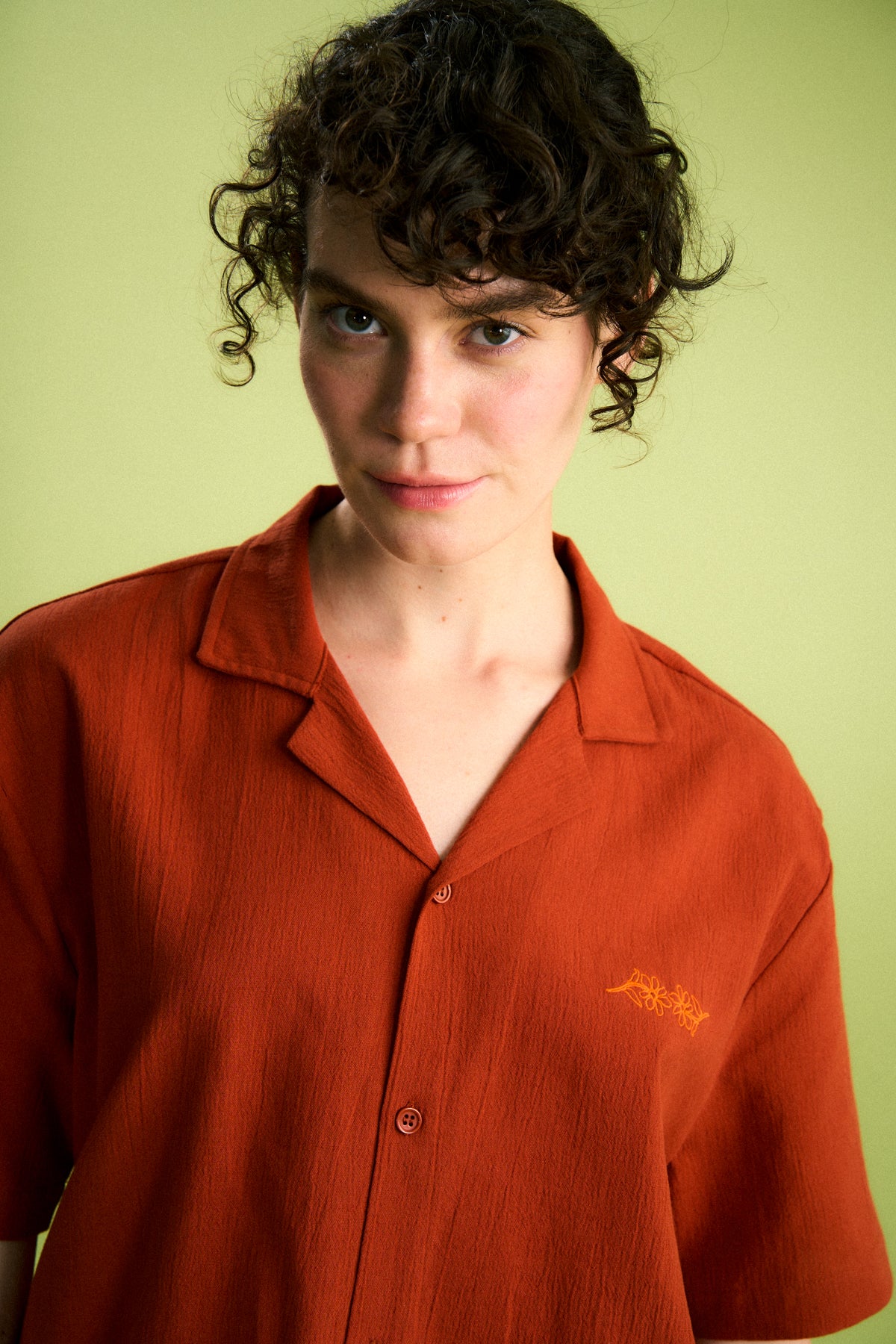 Çiçek Müslin Gömlek - Kiremit