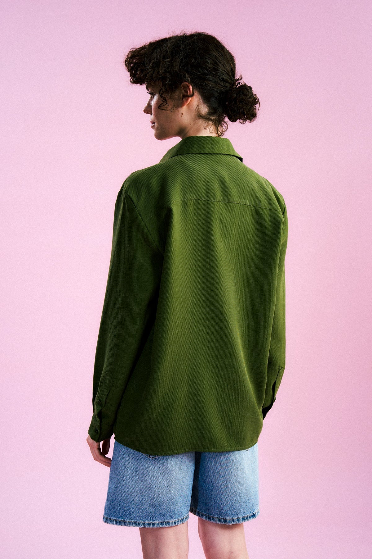 Basic TENCEL™ Uzunkollu Gömlek - Haki