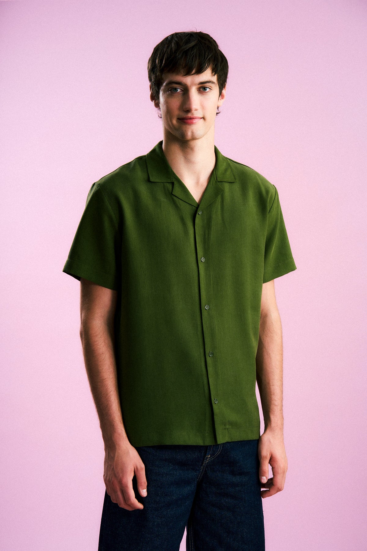 Basic TENCEL™ Kısakollu Gömlek - Haki