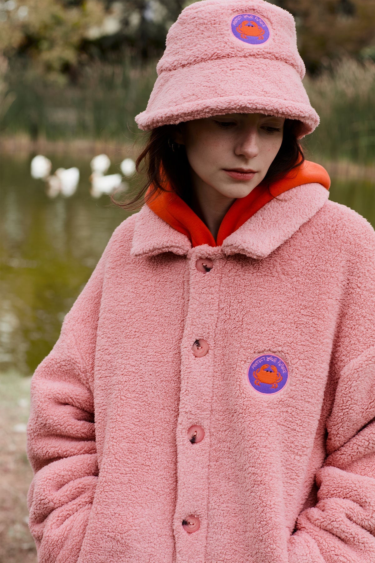 Yengeç Sherpa Şapka - Pembe