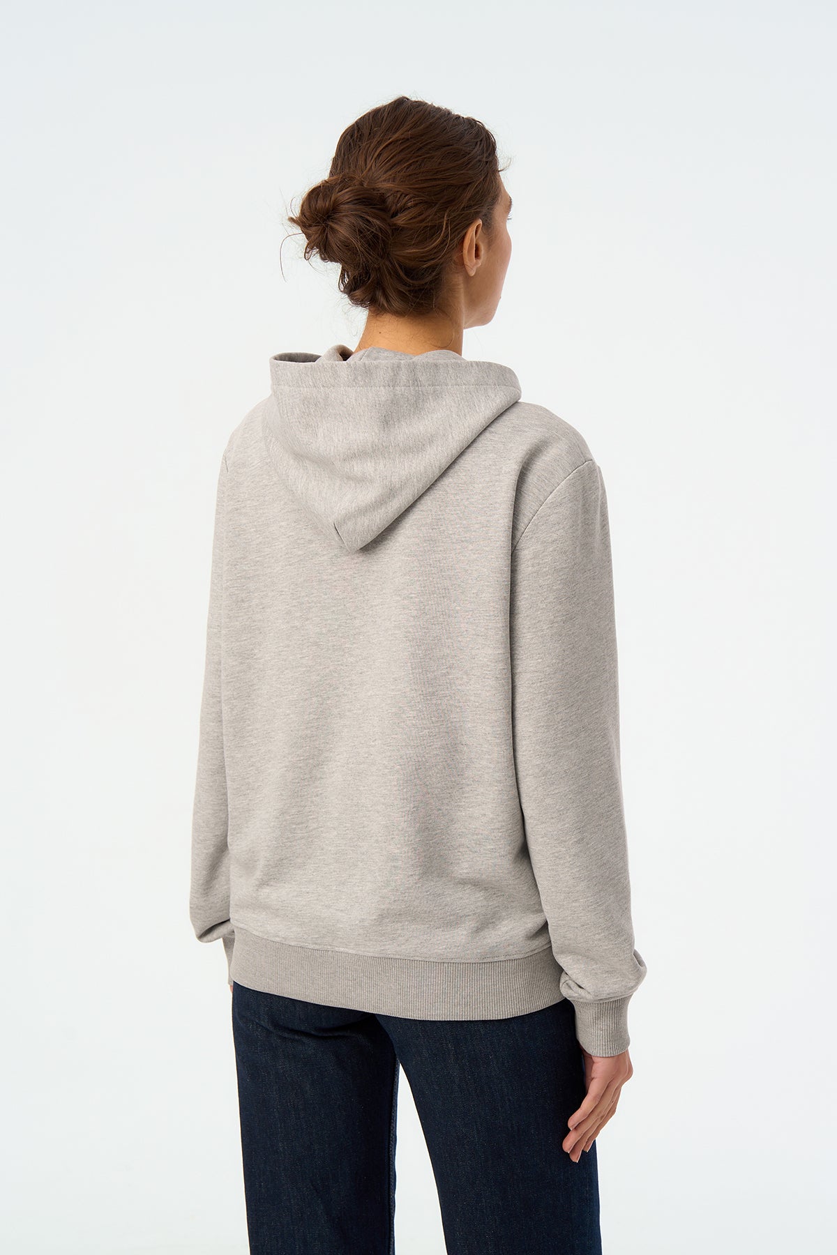 Tennis Club Soft Fleece Fermuarlı Hoodie - Gri Melanj