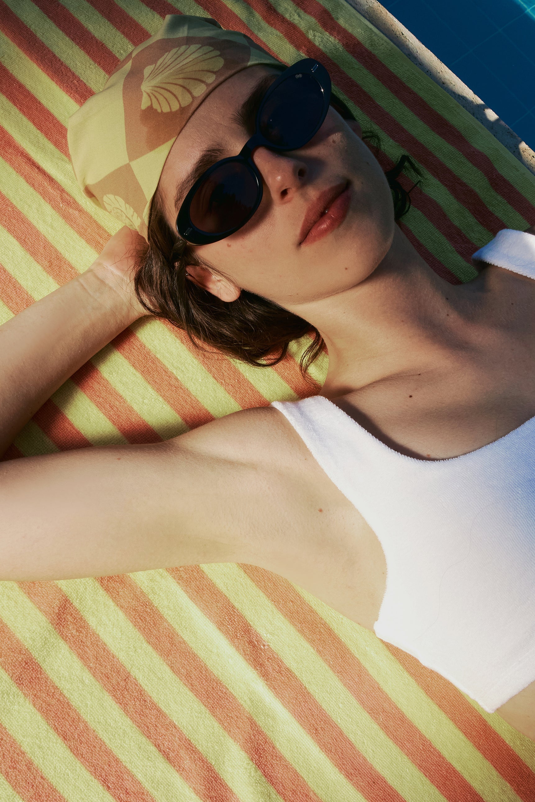 Güneş Çizgili Jakarlı Havlu - Sarı/Turuncu