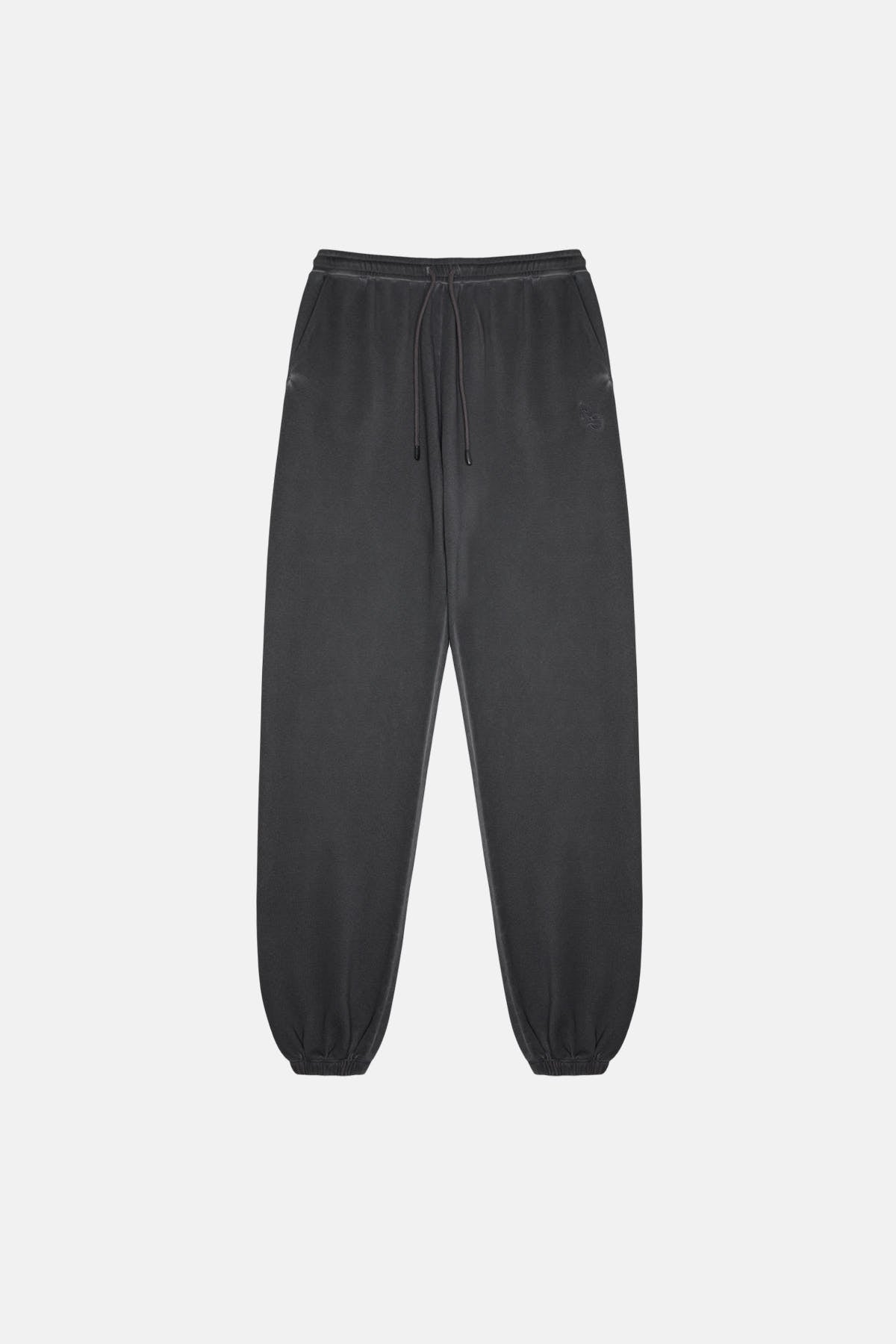 Logo Embroidered Washed Men Sweatpants - Black