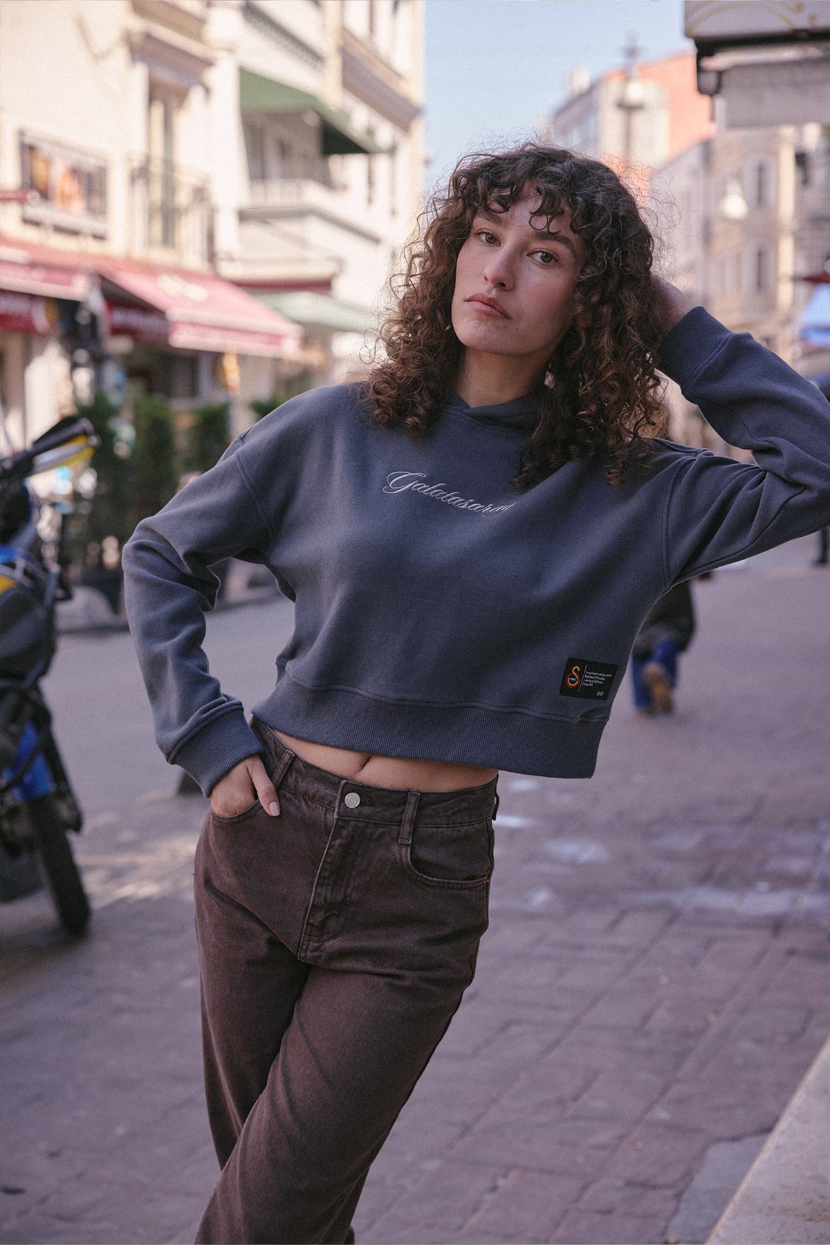 GS 1905 Kadın Crop SuperSoft Hoodie - Antrasit