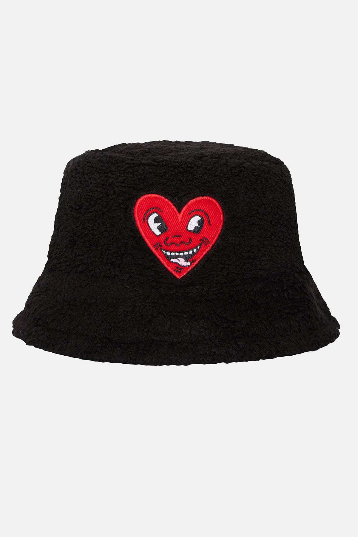 Keith Haring Heart Sherpa Balıkçı Şapka - Siyah