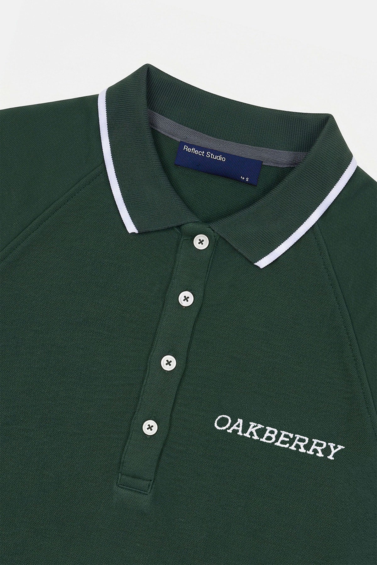 OAKBERRY Polo Yaka Crop T-shirt - Petrol Yeşili