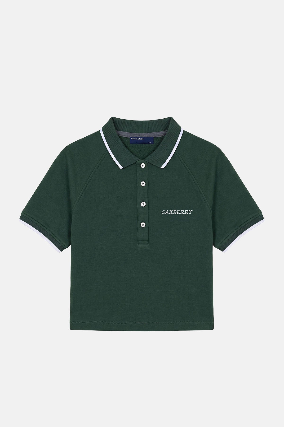 OAKBERRY Polo Yaka Crop T-shirt - Petrol Yeşili
