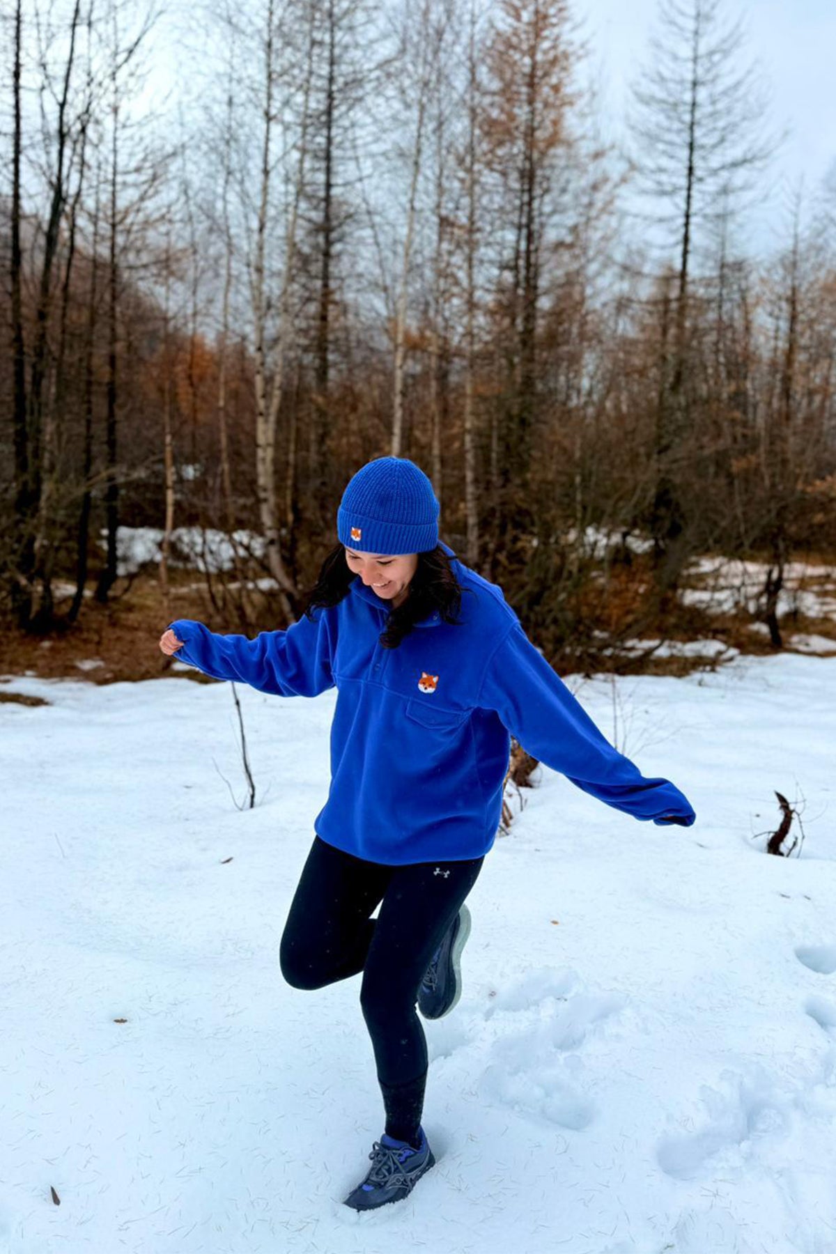 Kızıl Tilki Polar Popover Sweatshirt - Saks mavi