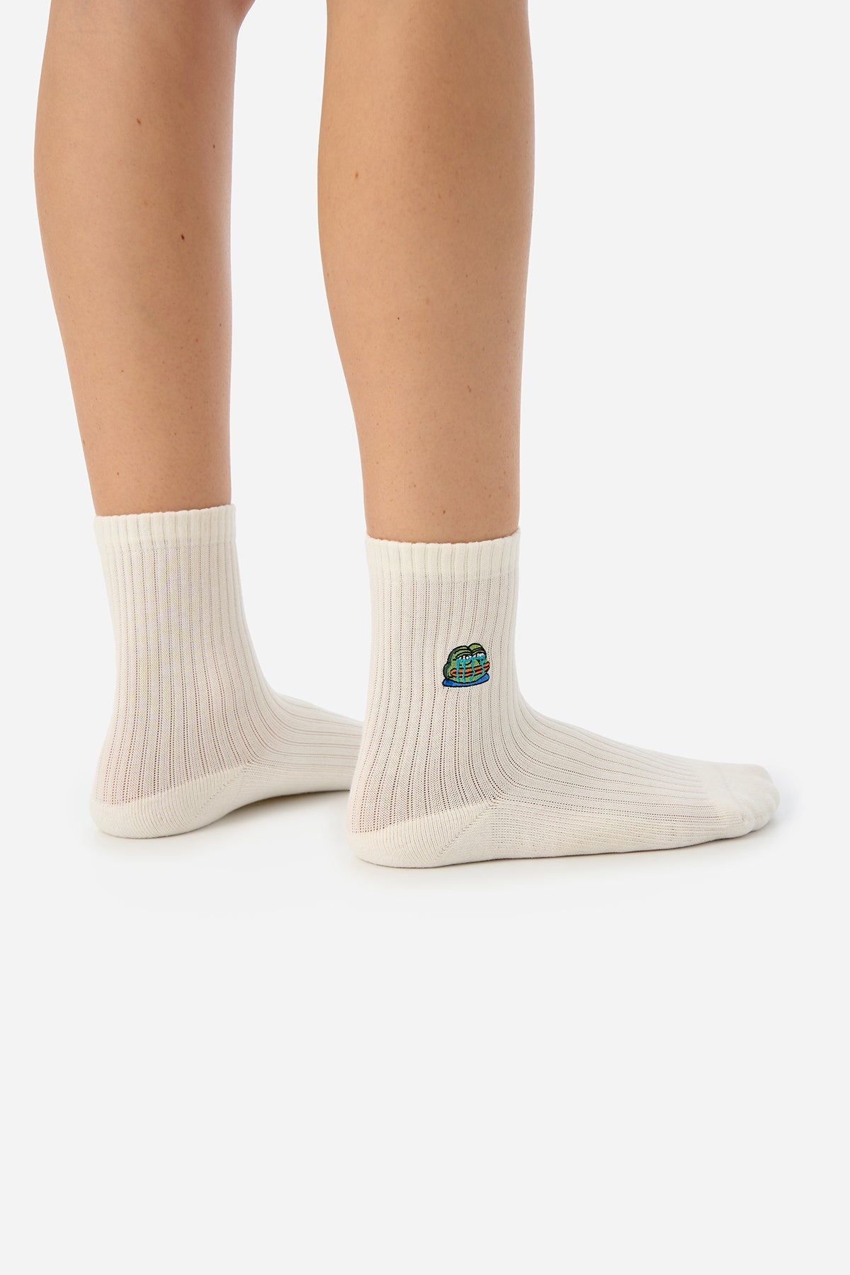 Crying Pepe Havlu Çorap - Beyaz