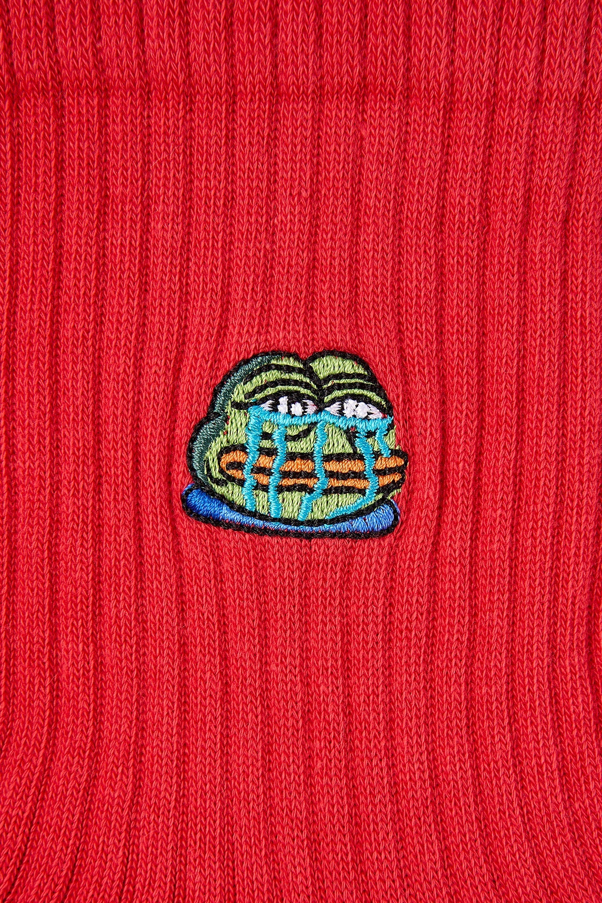 Crying Pepe Havlu Çorap - Kırmızı