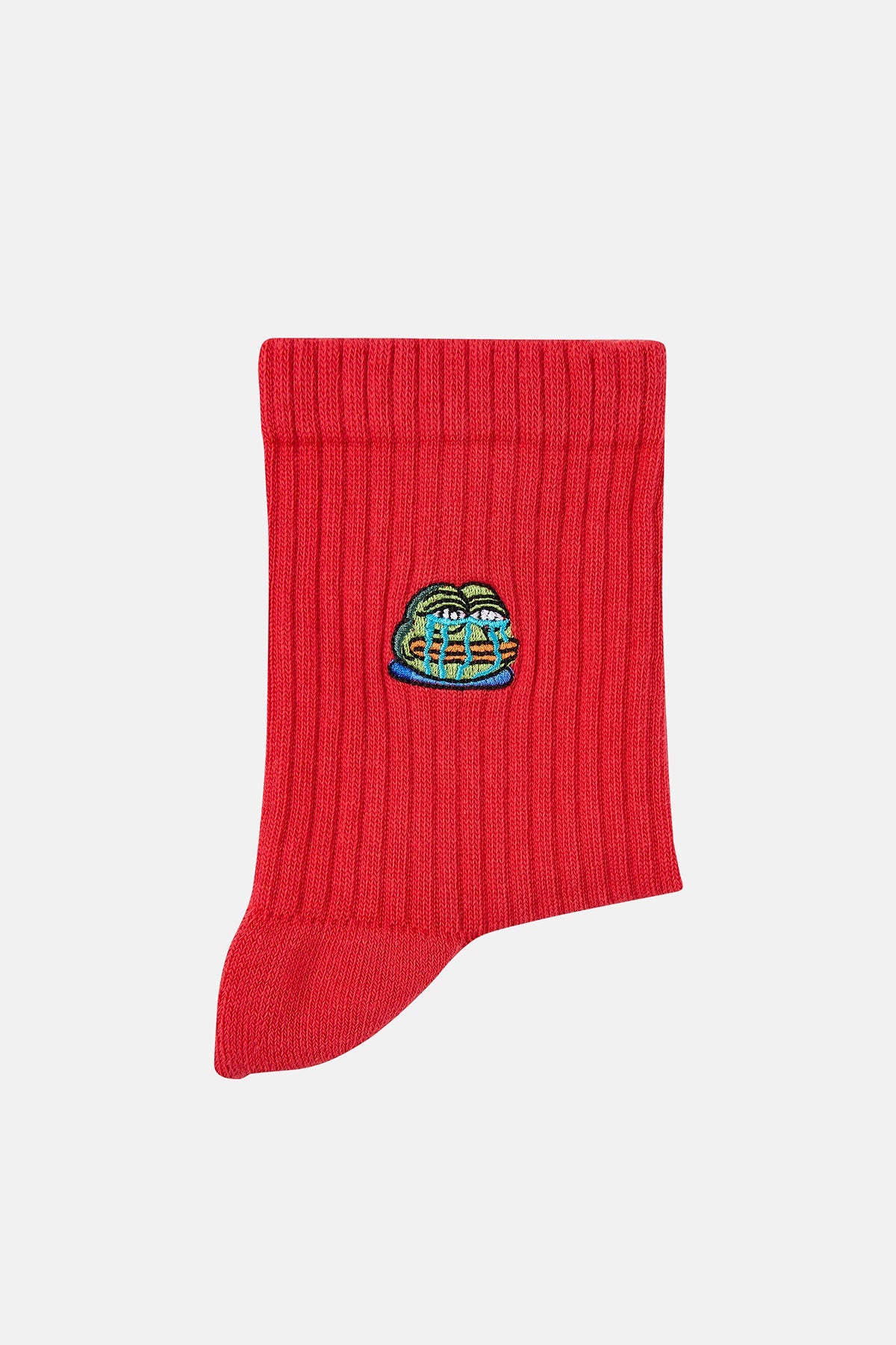 Crying Pepe Havlu Çorap - Kırmızı