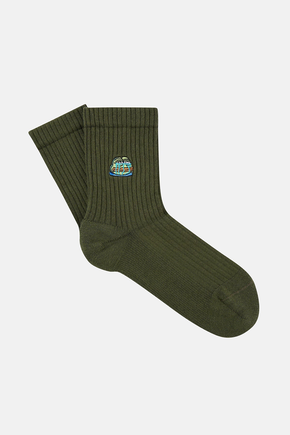 Crying Pepe Havlu Çorap - Yeşil