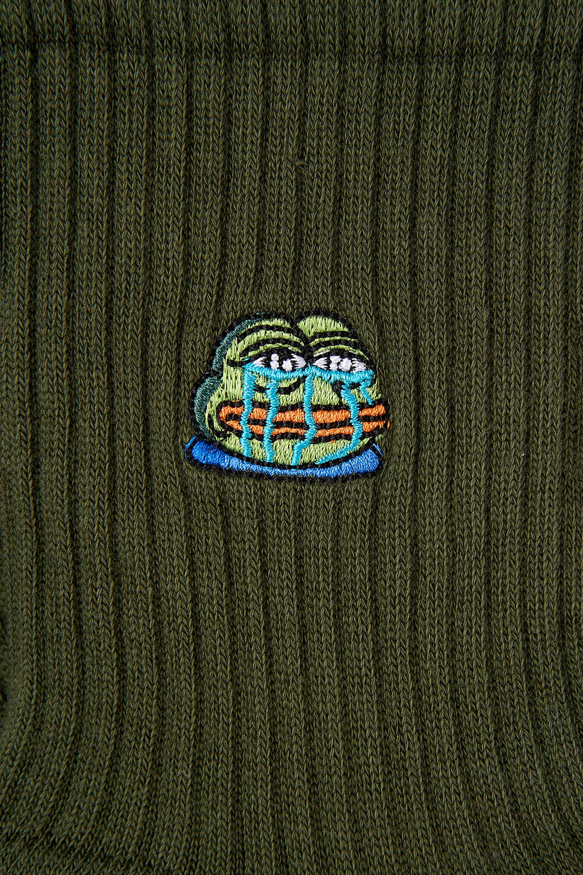 Crying Pepe Havlu Çorap - Yeşil