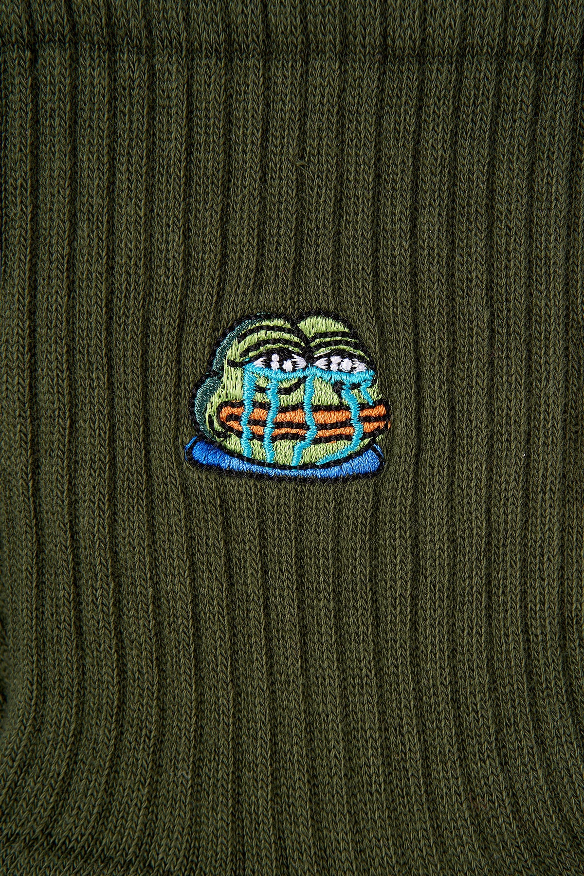 Crying Pepe Havlu Çorap - Yeşil