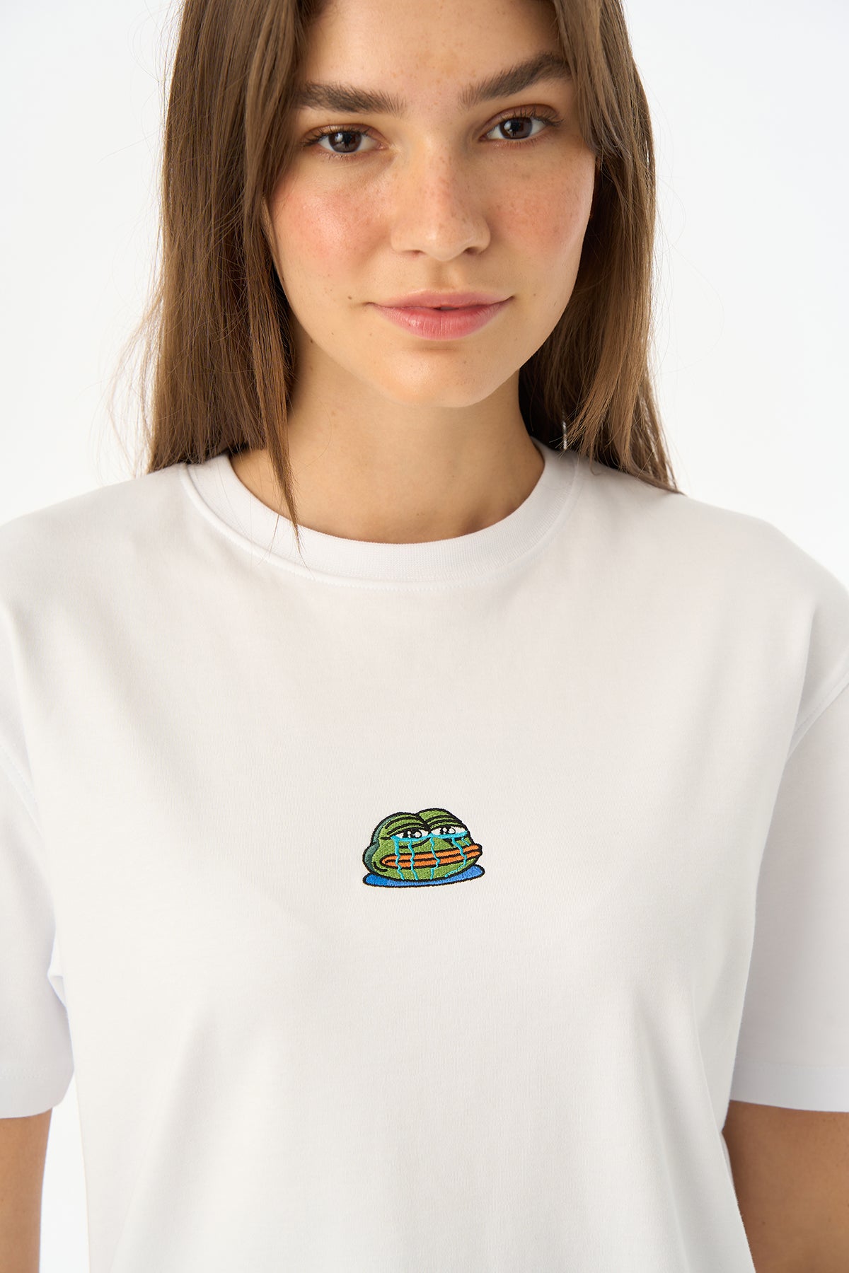 Crying Pepe Premium T-shirt - Beyaz