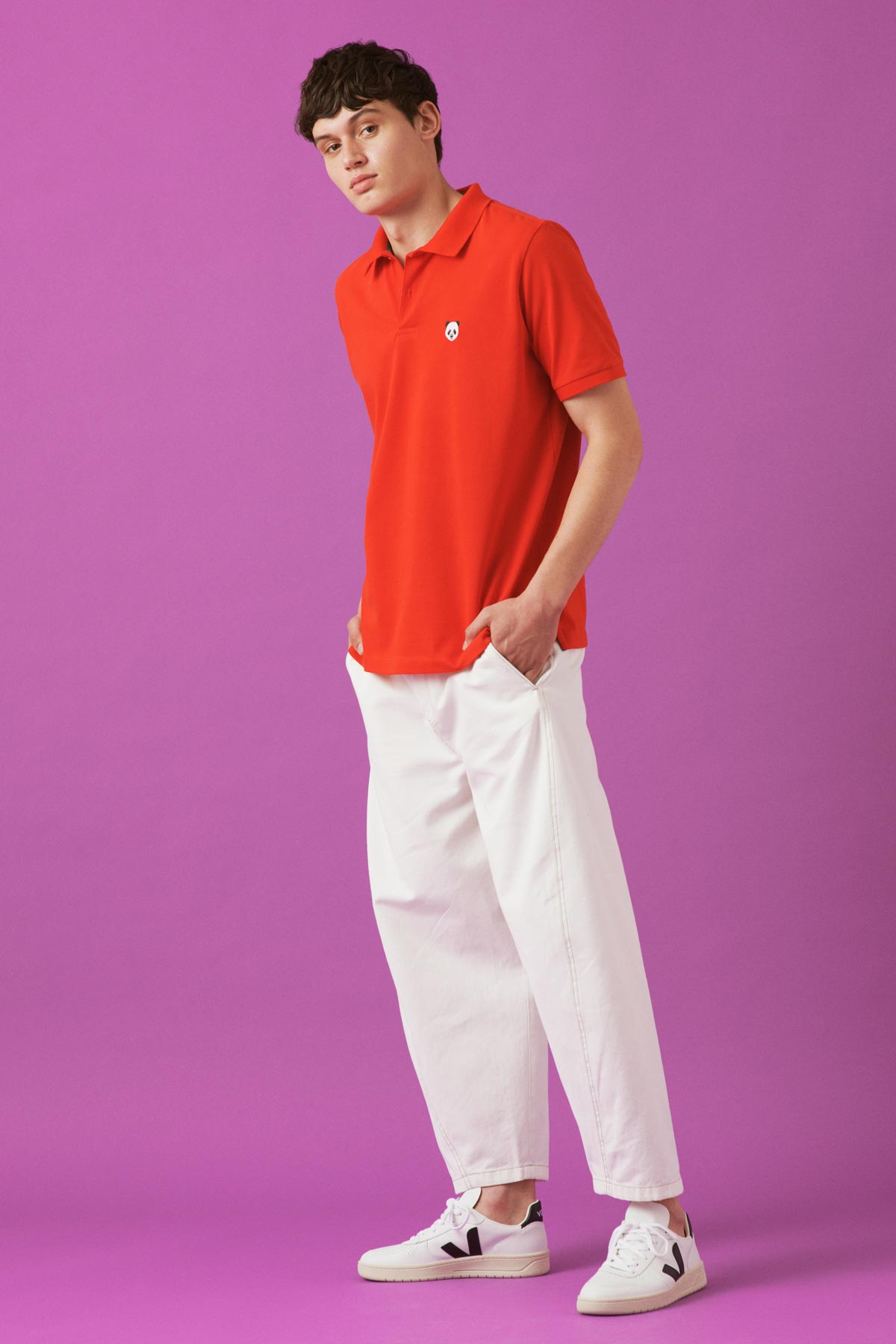 Panda Polo Yaka T-Shirt - Kırmızı