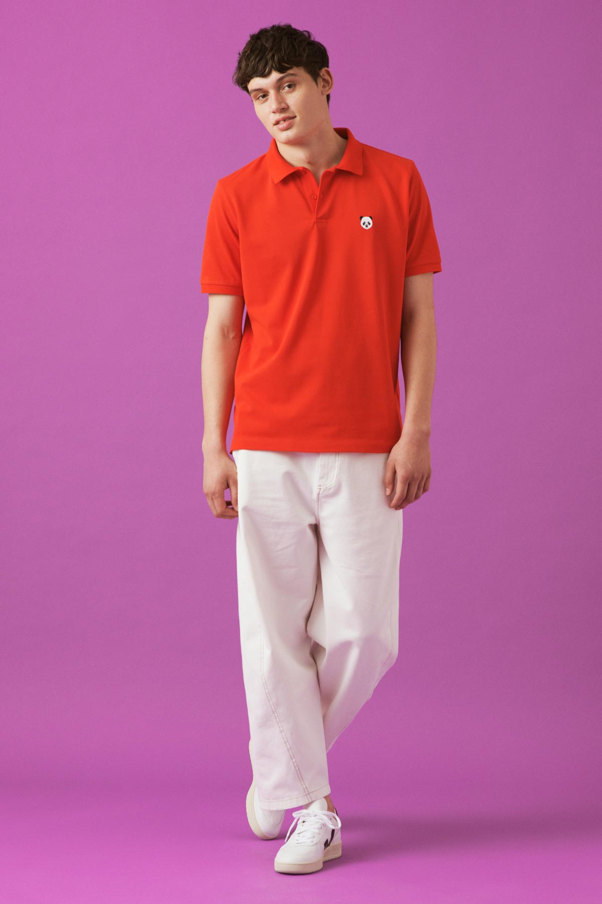 Panda Polo Yaka T-Shirt - Kırmızı