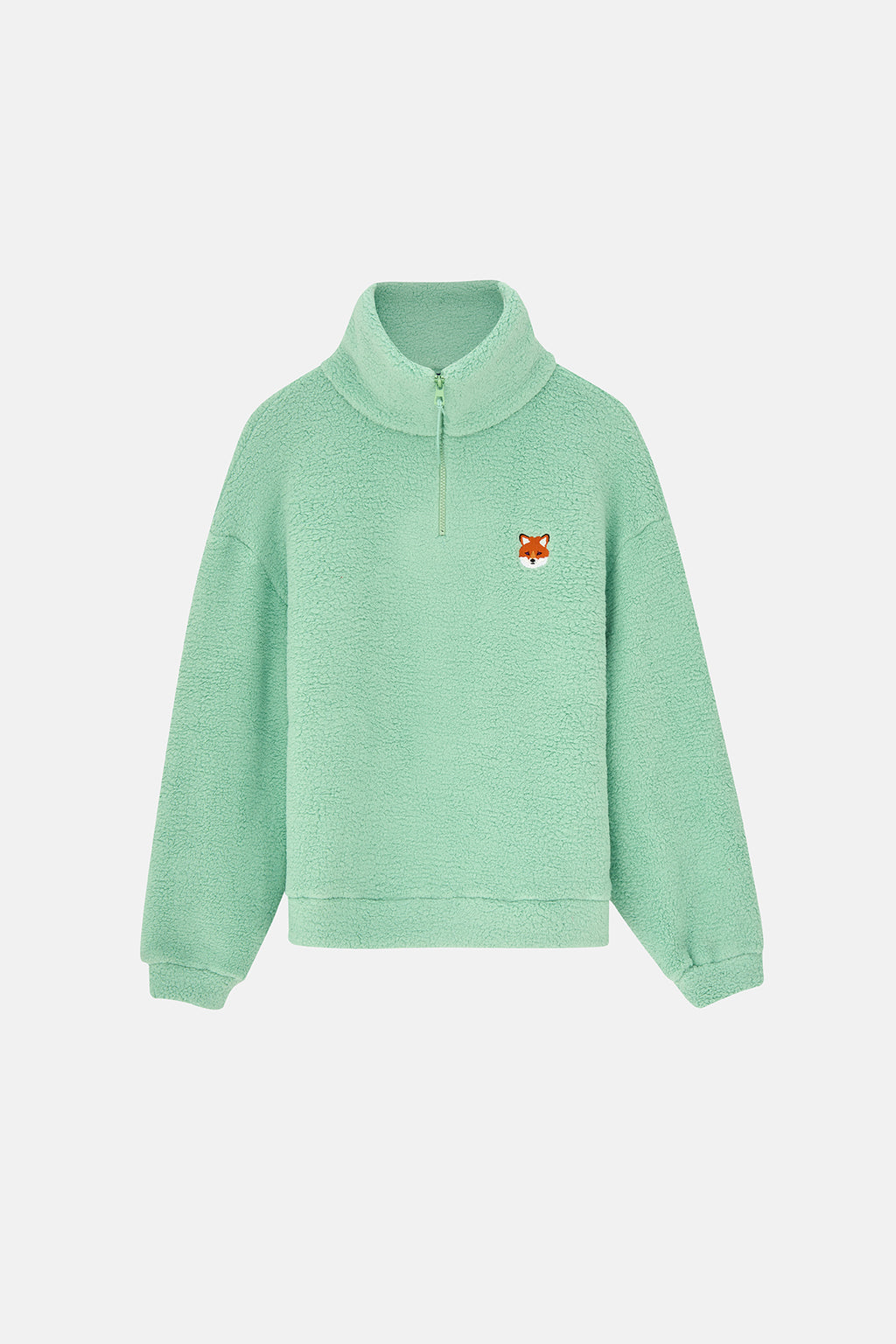 Kızıl Tilki Sherpa Quarter-Zip Sweatshirt - Mint Yeşili