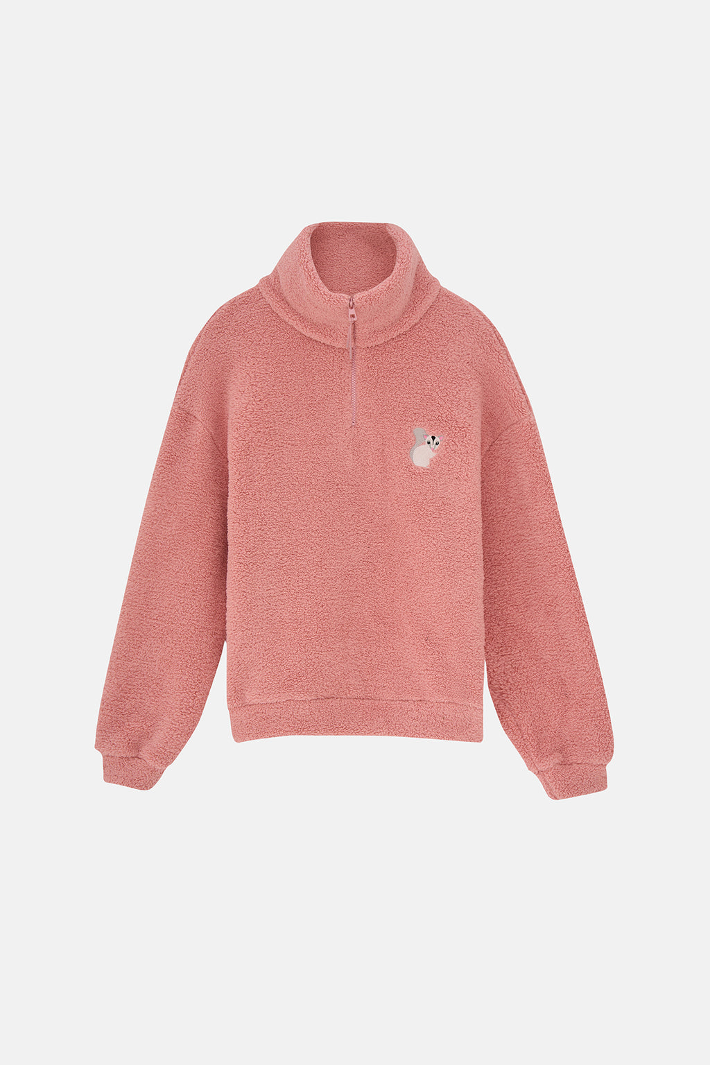 Sugar Glider Sherpa Quarter-Zip Sweatshirt - Pembe