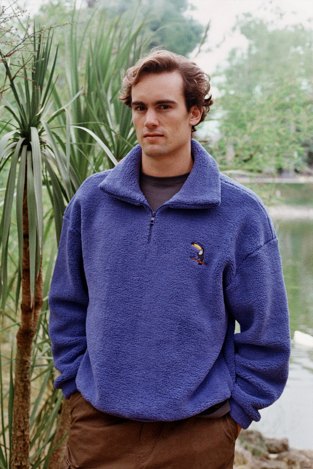 Tukan Sherpa Quarter-Zip Sweatshirt - Saks mavi