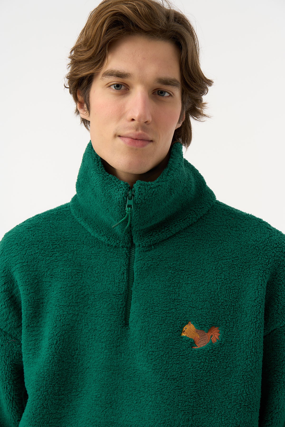 Sincap Sherpa  Quarter-Zip Sweatshirt - Nefti Yeşil