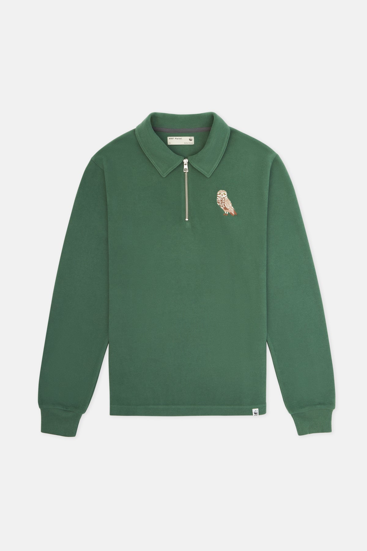 Yer Baykuşu Polo Yaka Sweatshirt - Yeşil