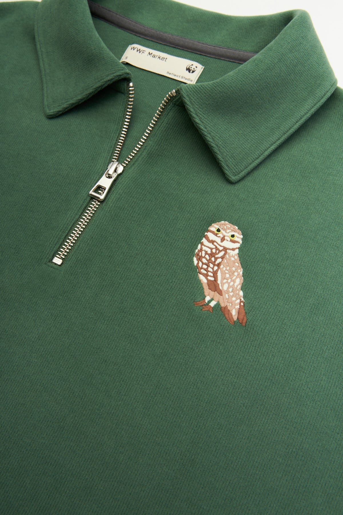 Yer Baykuşu Polo Yaka Sweatshirt - Yeşil