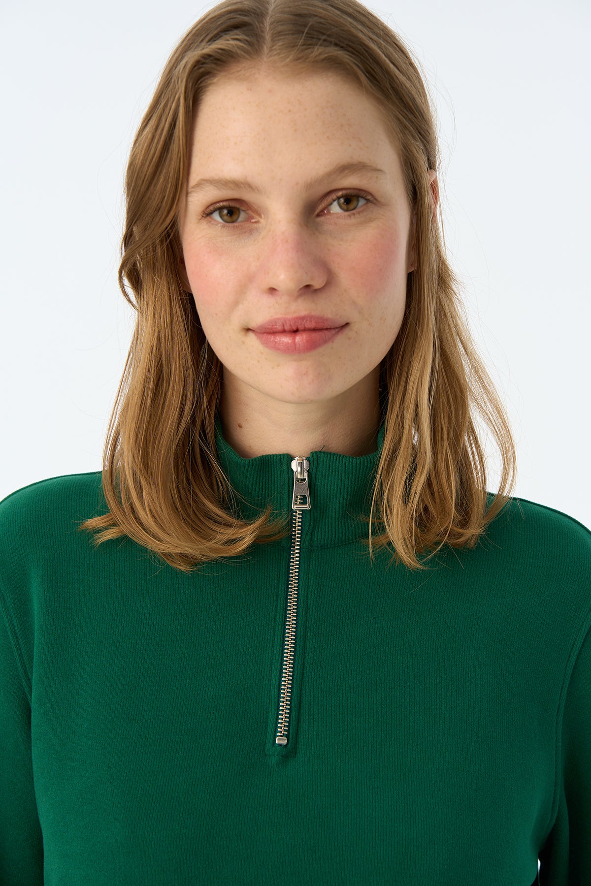 Basic SuperSoft  Quarter-Zip Sweatshirt - Nefti Yeşil