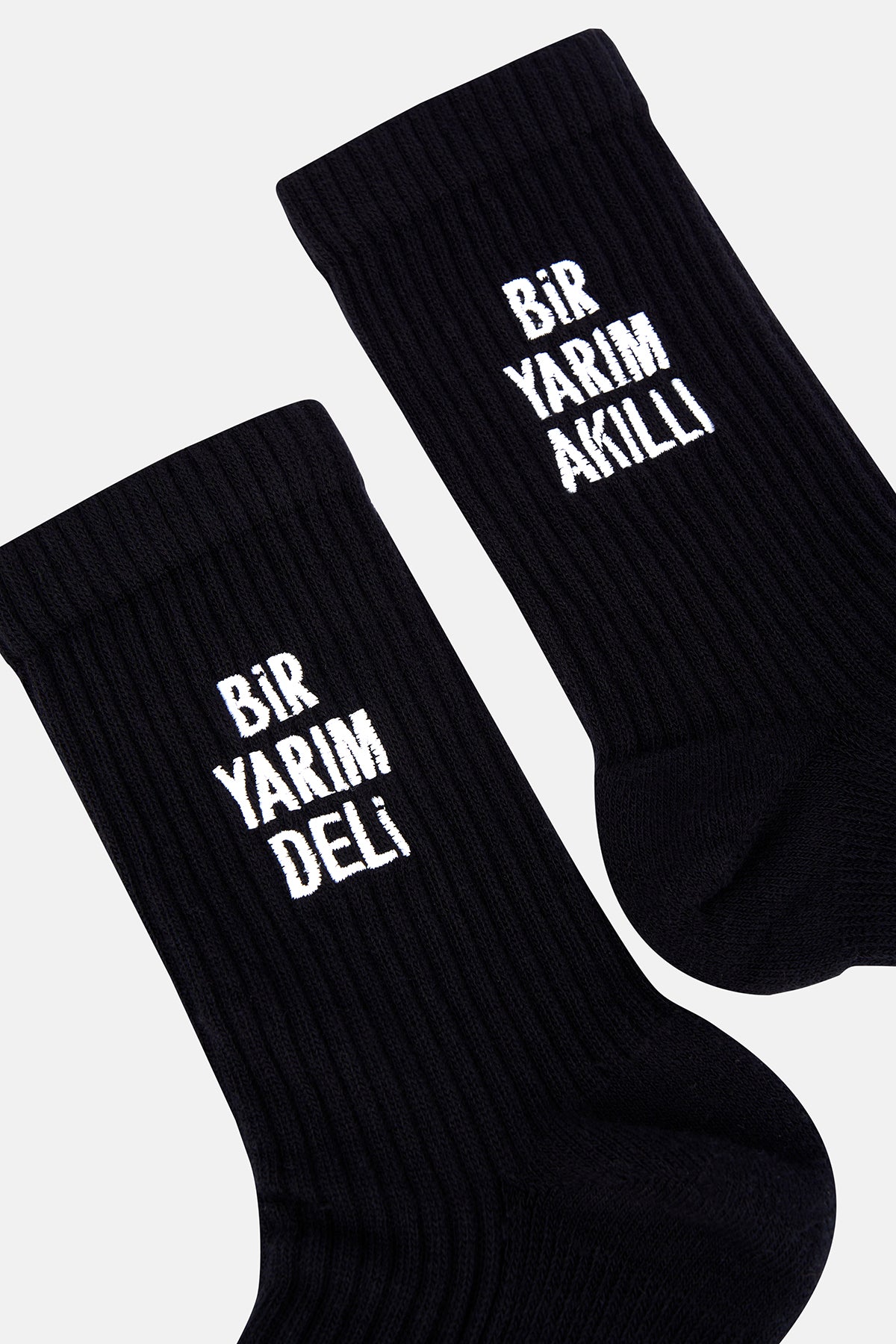 Yarım Akıllı Yarım Deli Havlu Çorap - Siyah